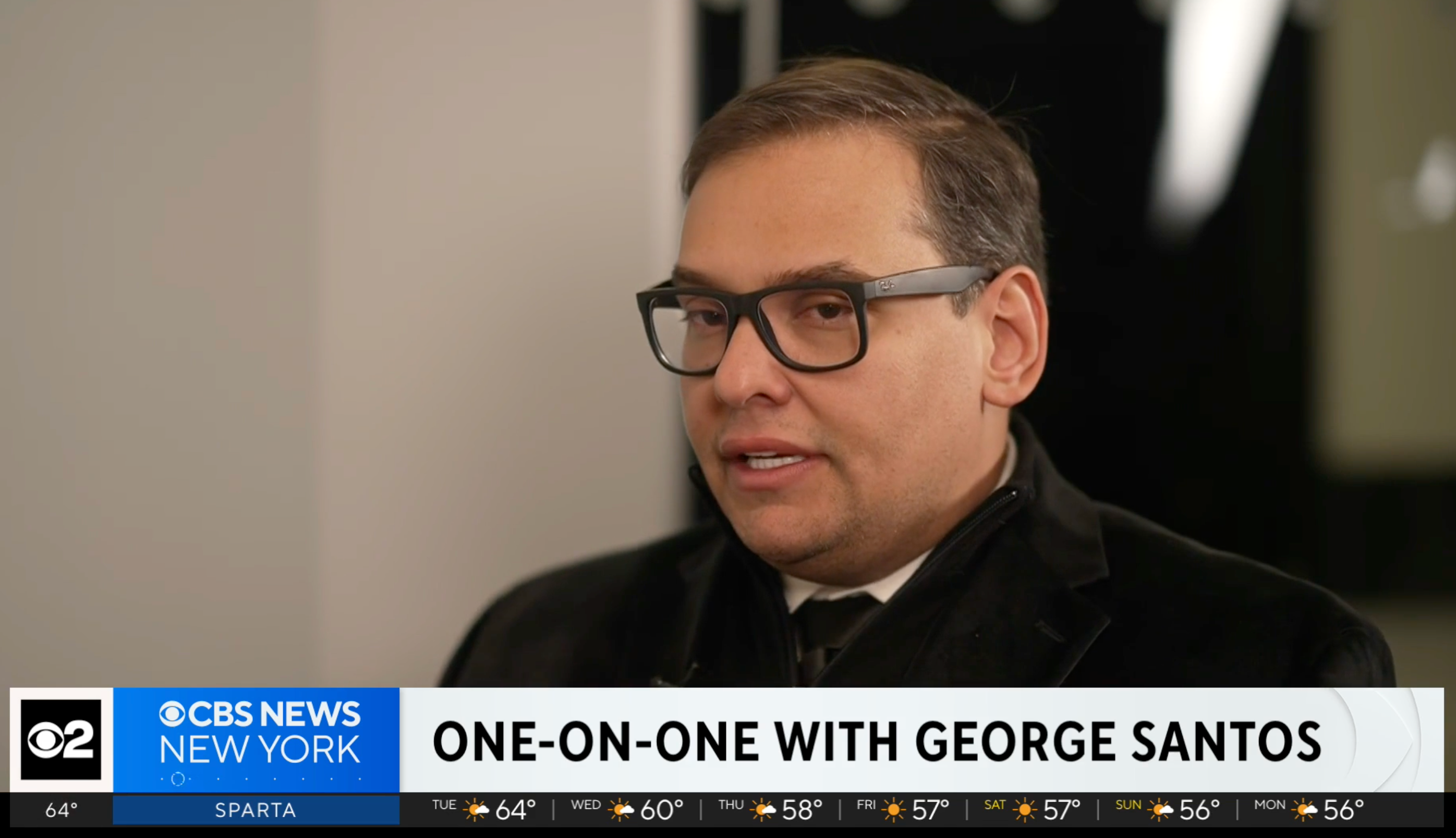 Former New York Republican Rep. George Santos is interviewed by CBS New York's Marcia Kramer on Tuesday October 21 2025