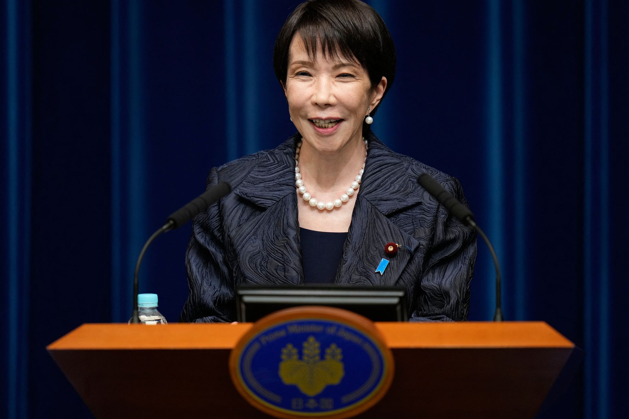 <p>Japan's new prime minister Sanae Takaichi speaks during a press conference at the prime minister's office in Tokyo        </p>