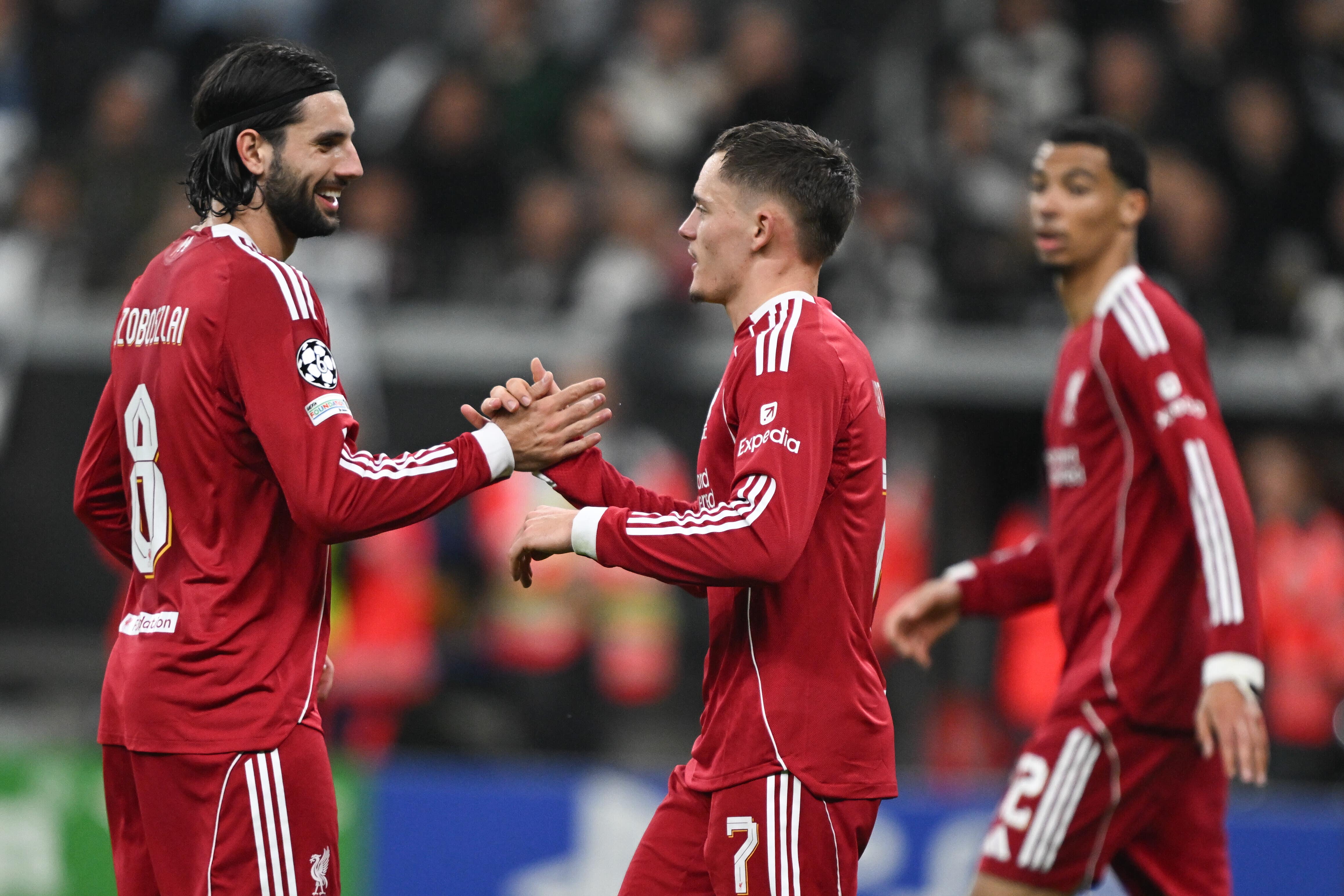 Liverpool hit Eintracht Frankfurt for five as they continued their Champions League campaign with a comprehensive away win (DPA via PA)