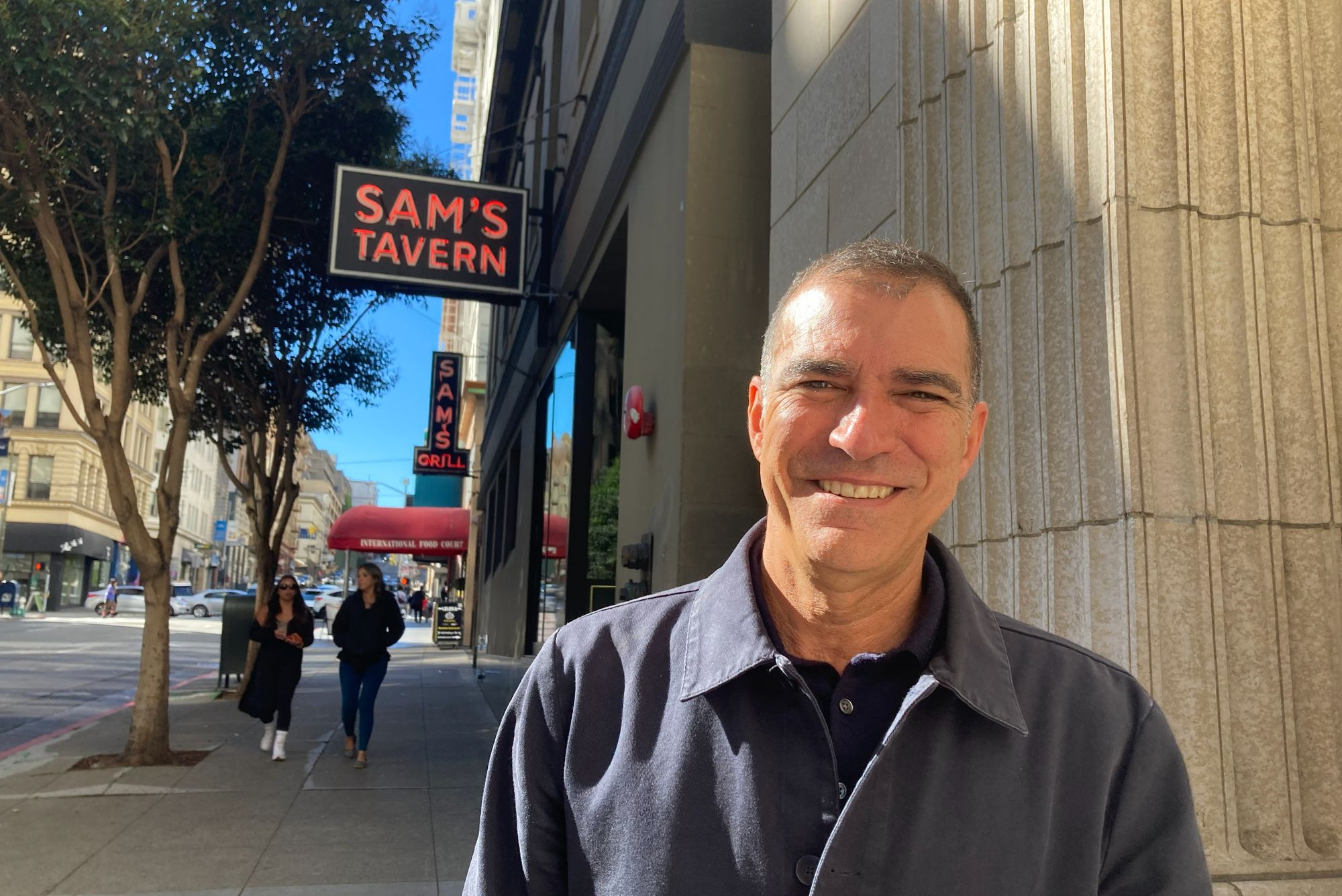 Restaurant manager Peter Quartaroli outside Sam's, which claims to be the third oldest restaurant in San Francisco and the fifth in the nation