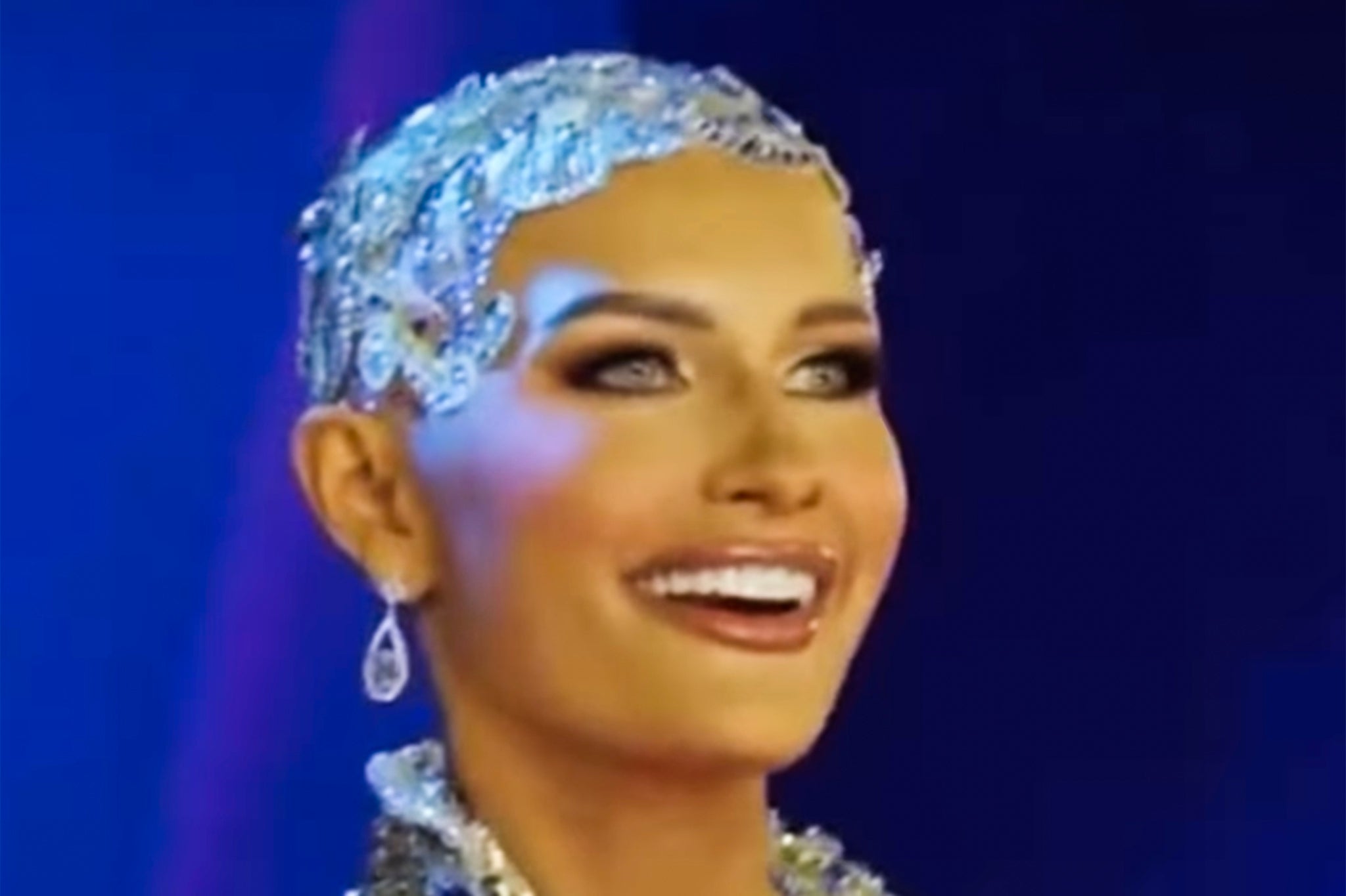 Mary Sickler wore a silver bejeweled headpiece to compete