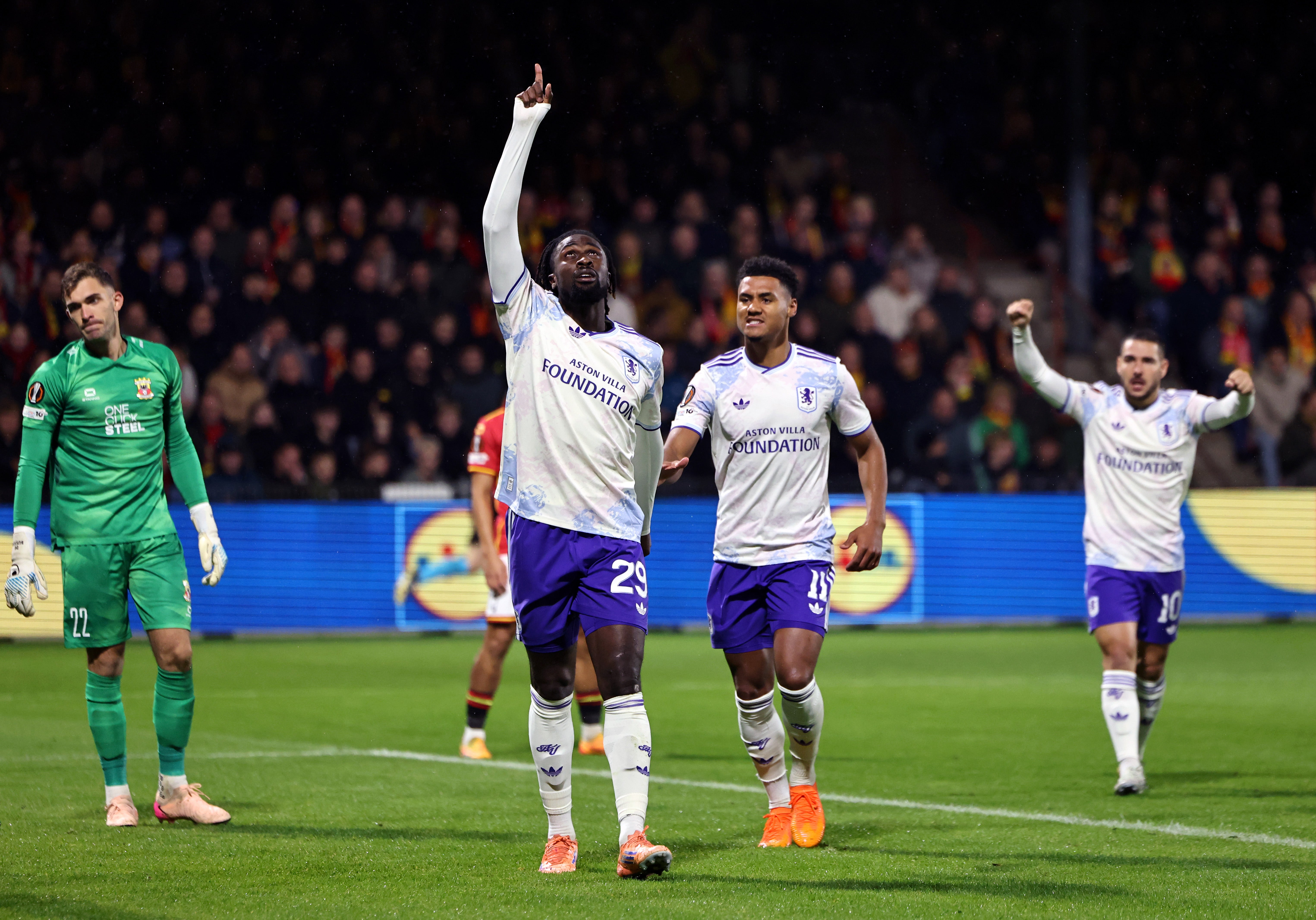 Evann Guessand gave Aston Villa an early lead before they were pegged back by the hosts