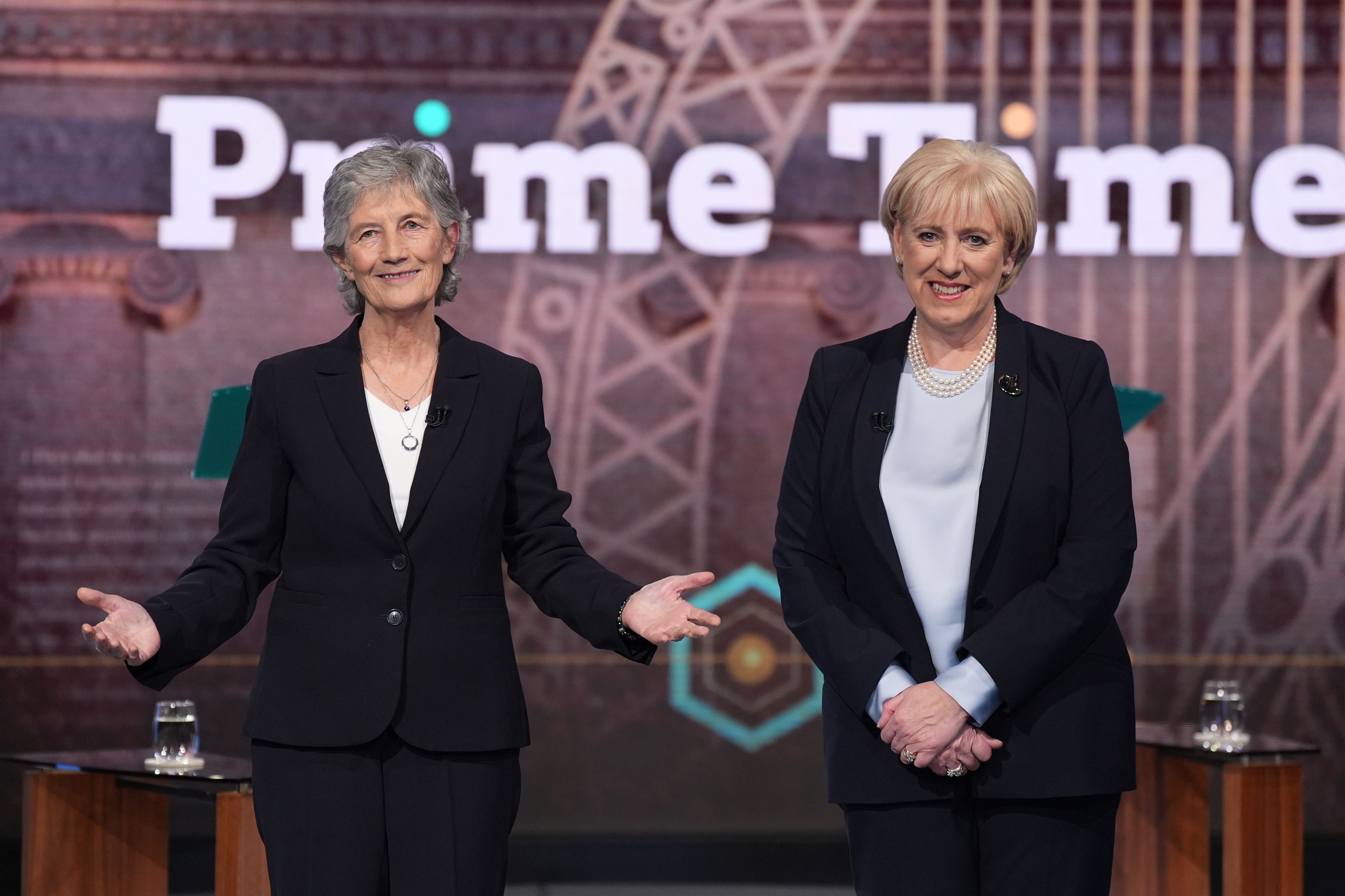 Independent candidate Catherine Connolly and Fine Gael candidate Heather Humphreys (Niall Carson/PA)