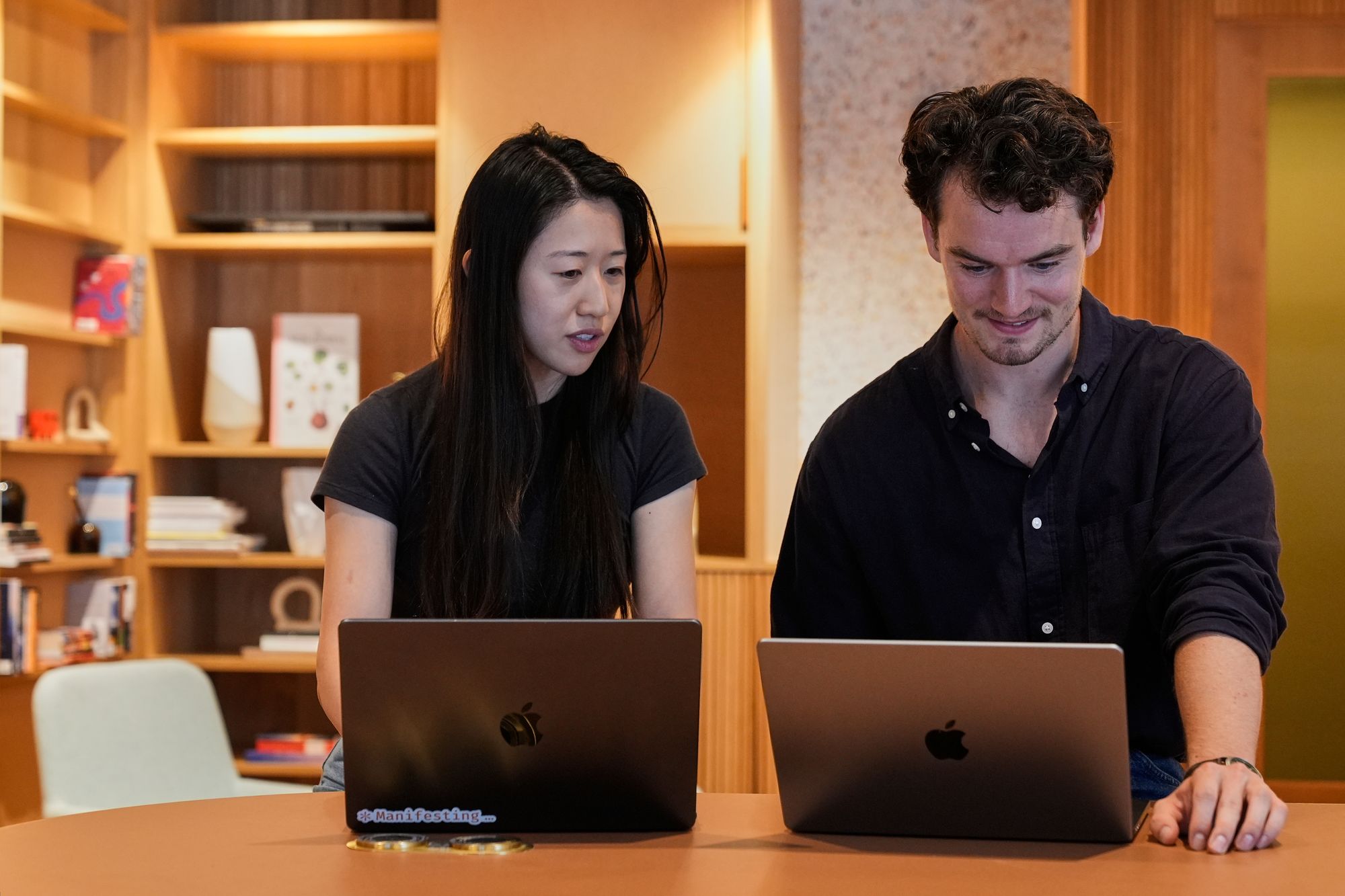Employees of the leading A.I. company Anthropic work inside the company's San Francisco headquarters in August 2025