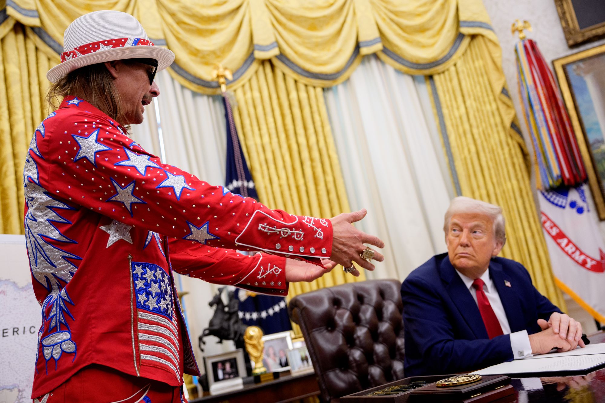 Kid Rock is already making a play to be the first musician to perform at President Donald Trump’s new ballroom when construction is finished.