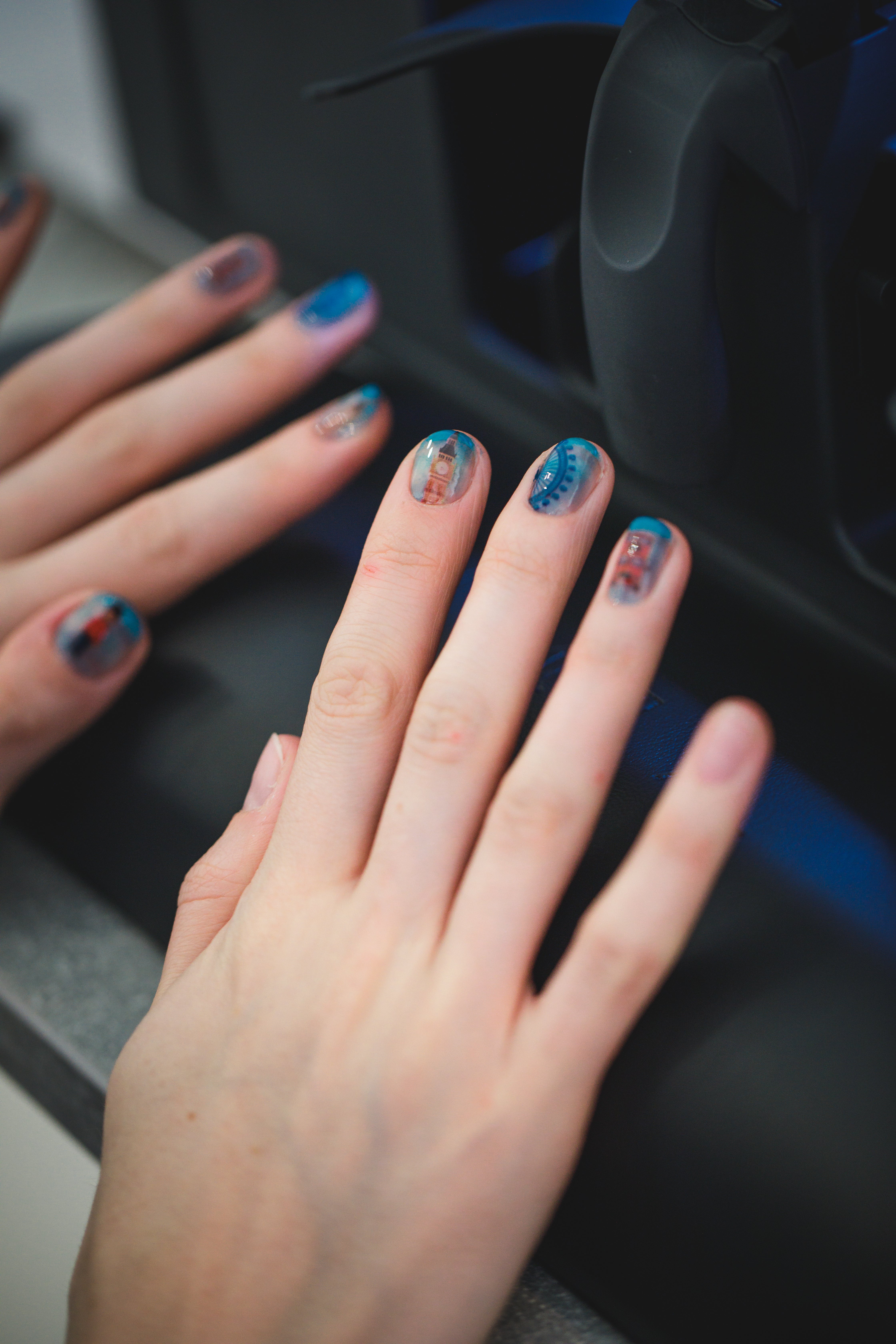 An example of the London-inspired nail art on the Umia machine