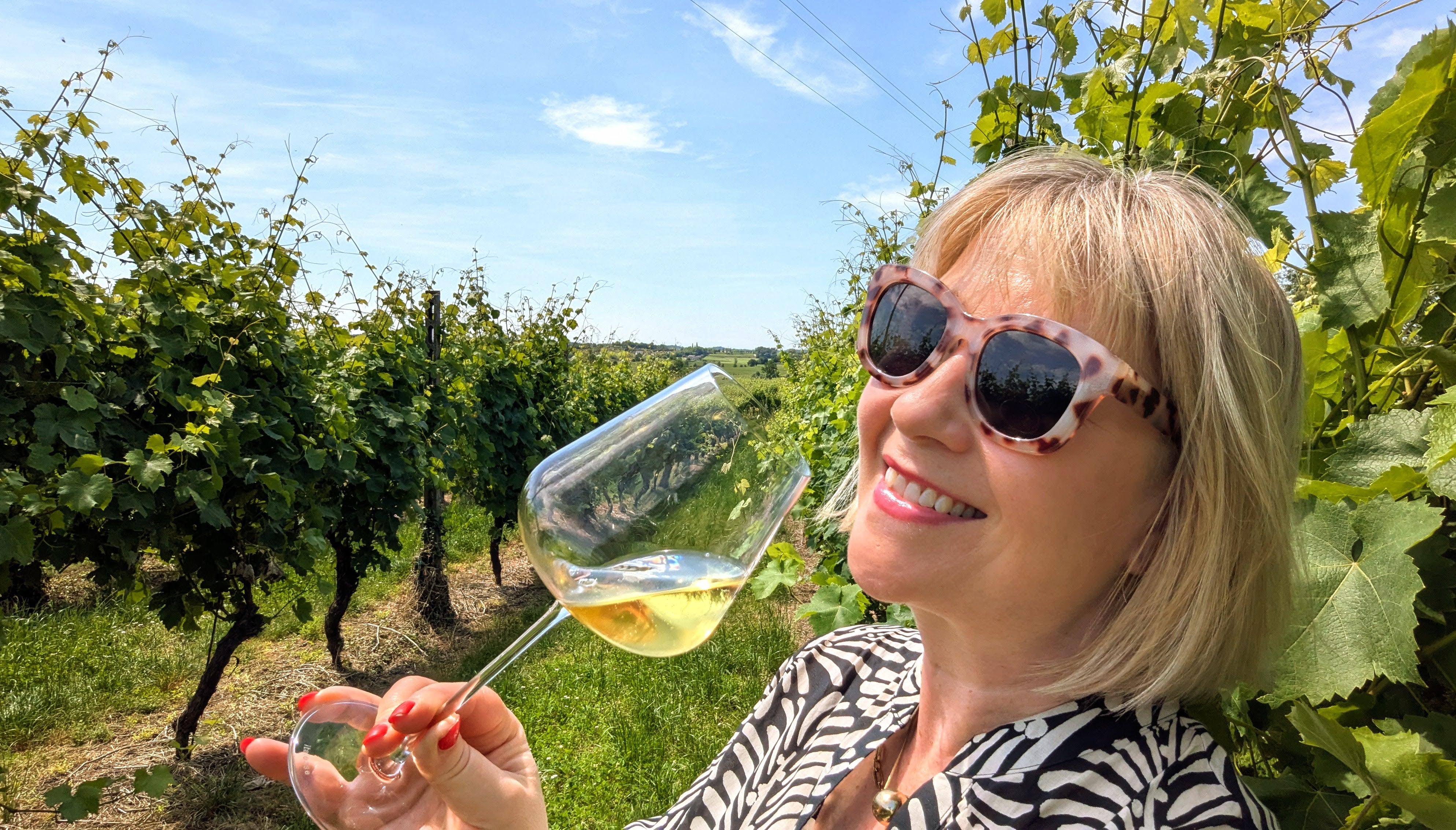 Rosamund Hall in the vines of Citari