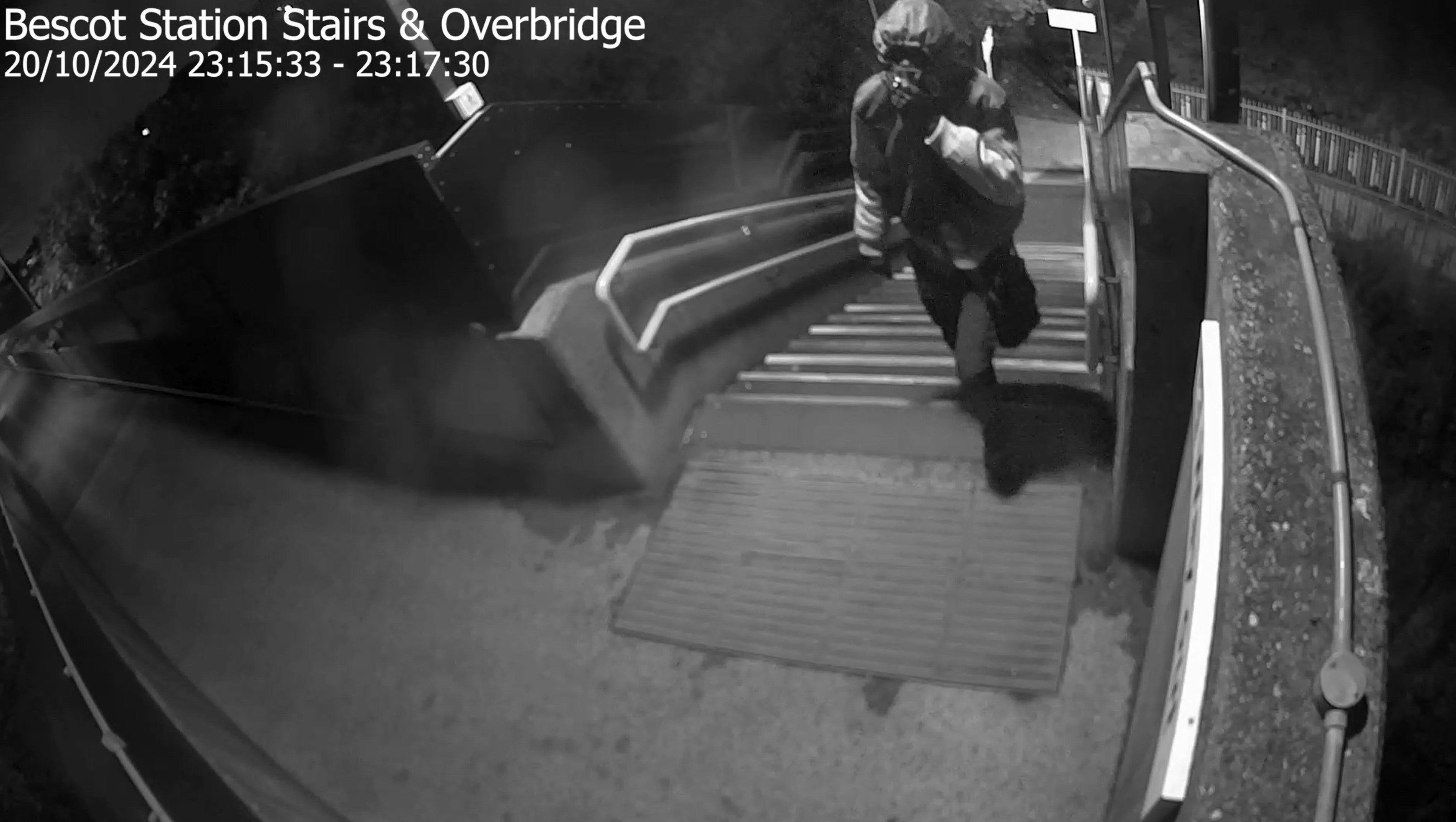 Majek seen on CCTV following Whyte into Bescot Stadium station