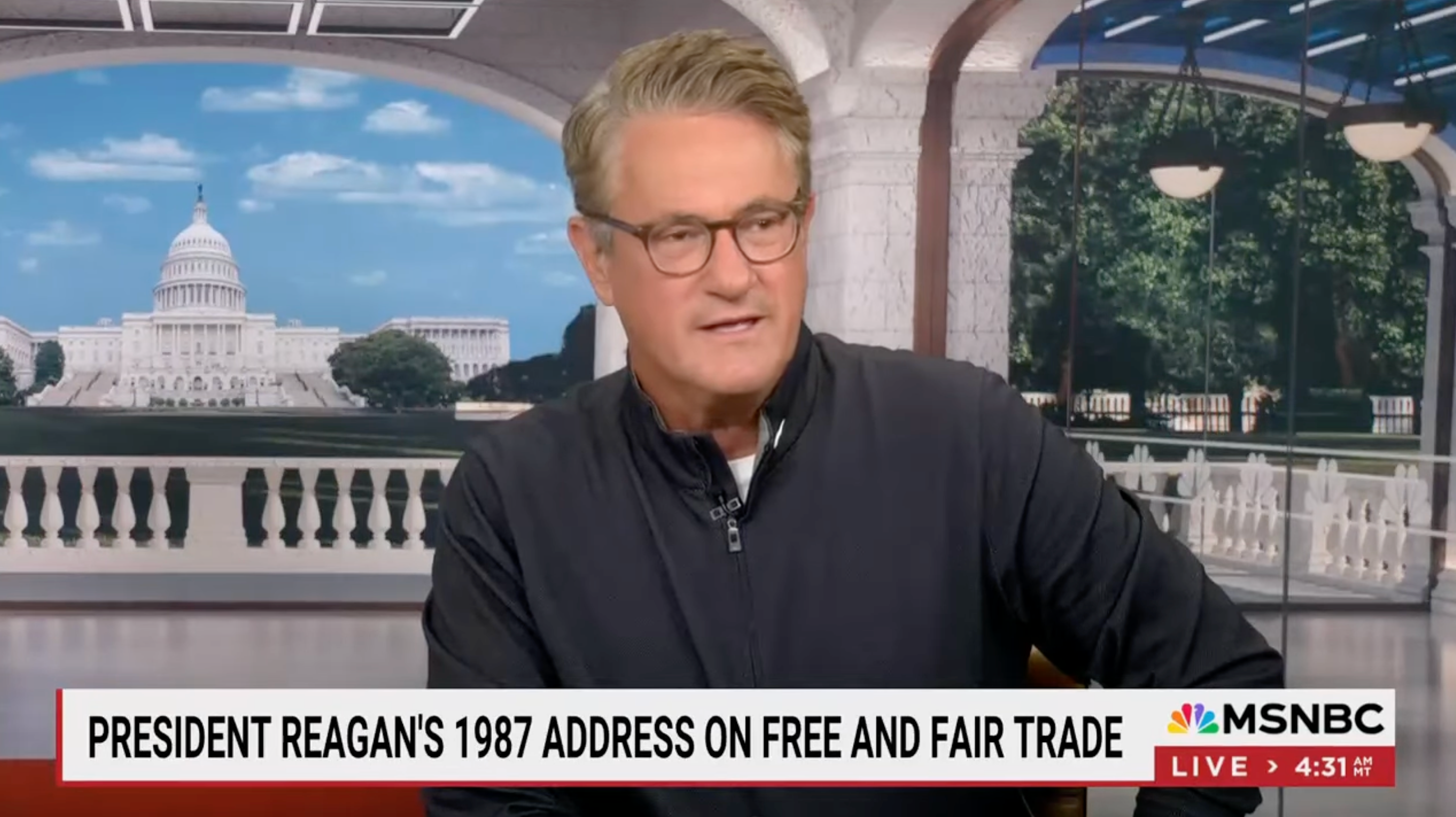 Morning Joe host Joe Scarborough discusses President Donald Trump’s latest trade blowup at Canada on MSNBC on Friday October 24 2025
