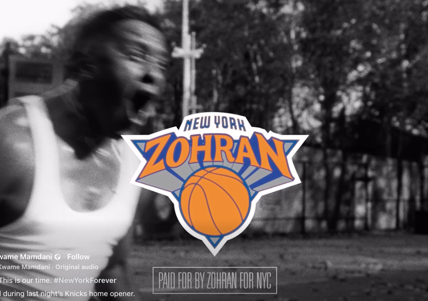 Zohran Mamdani's campaign ad featured a logo strikingly similar to that of the New York Knicks