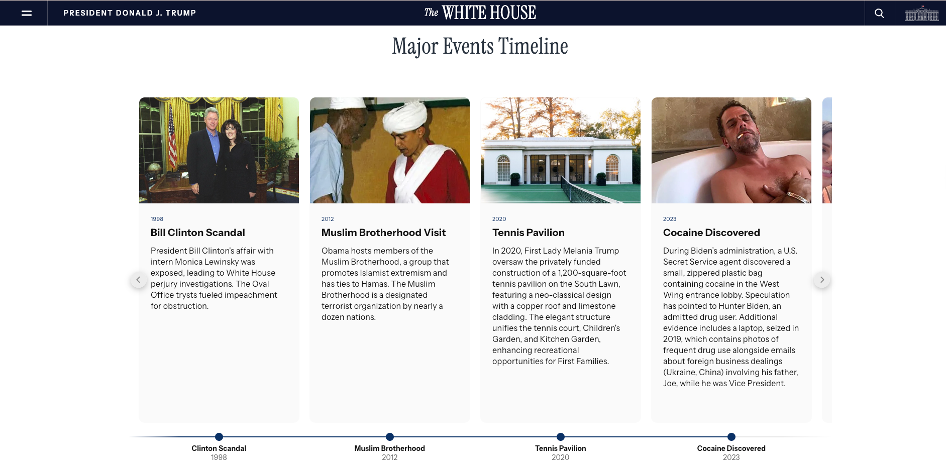 The timeline has been revamped with various jabs at Democrats