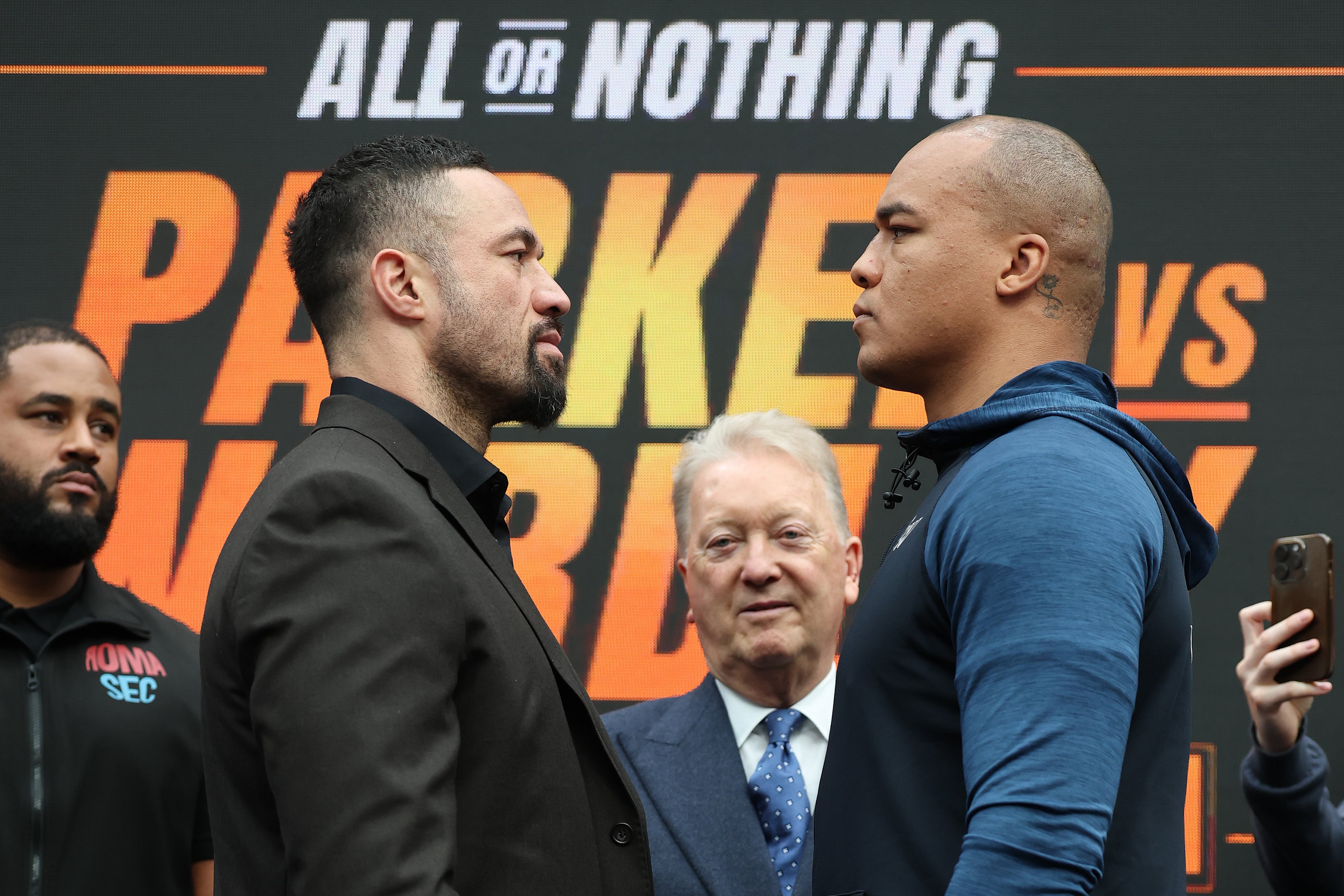 Joseph Parker (left) and Fabio Wardley face off at their final press conference