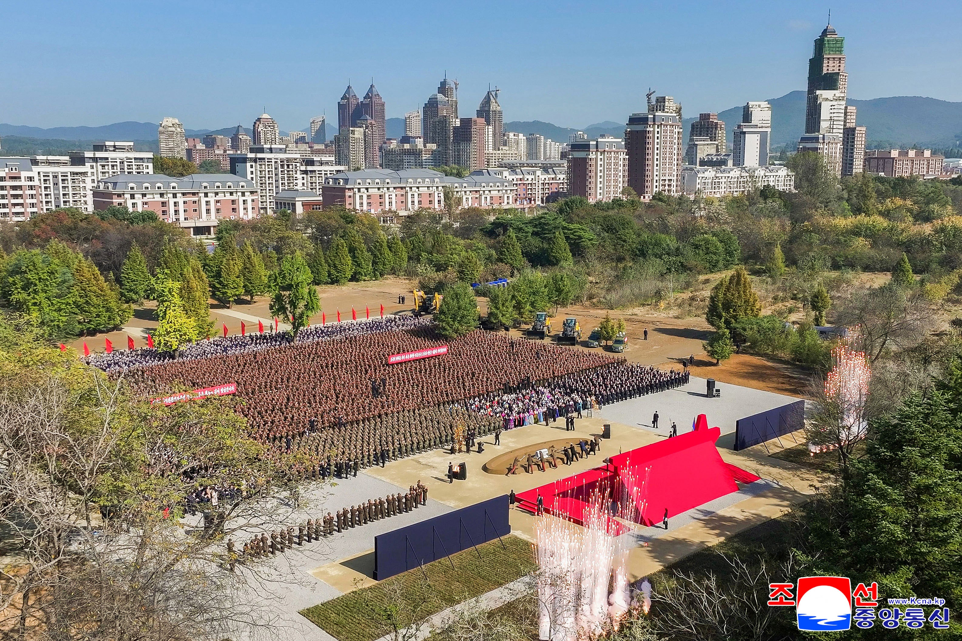 A view of the groundbreaking ceremony for the new military memorial in Pyongyang