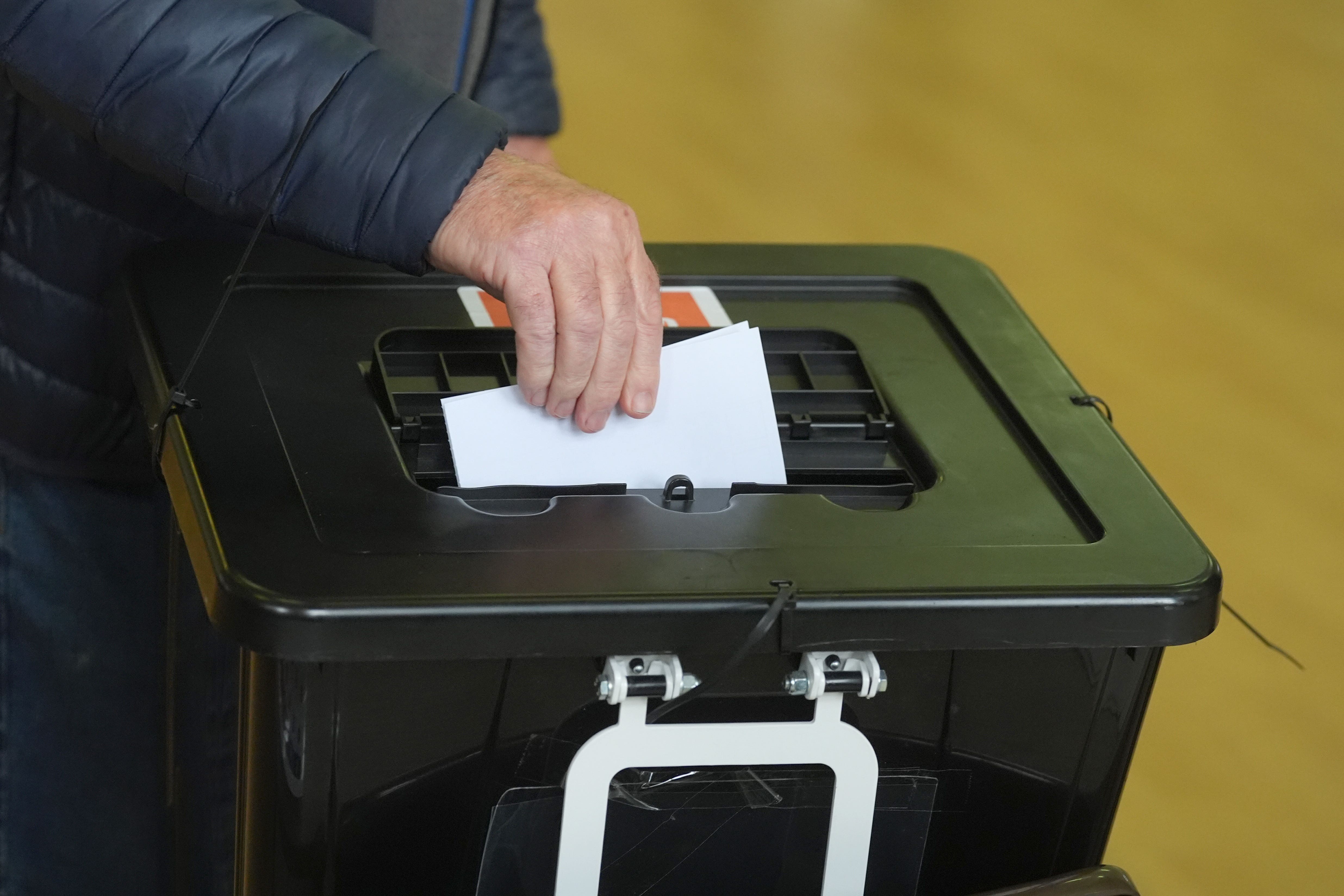 A member of the public casts their vote in the election for the next Irish president at Claddagh National School in Galway city (PA)