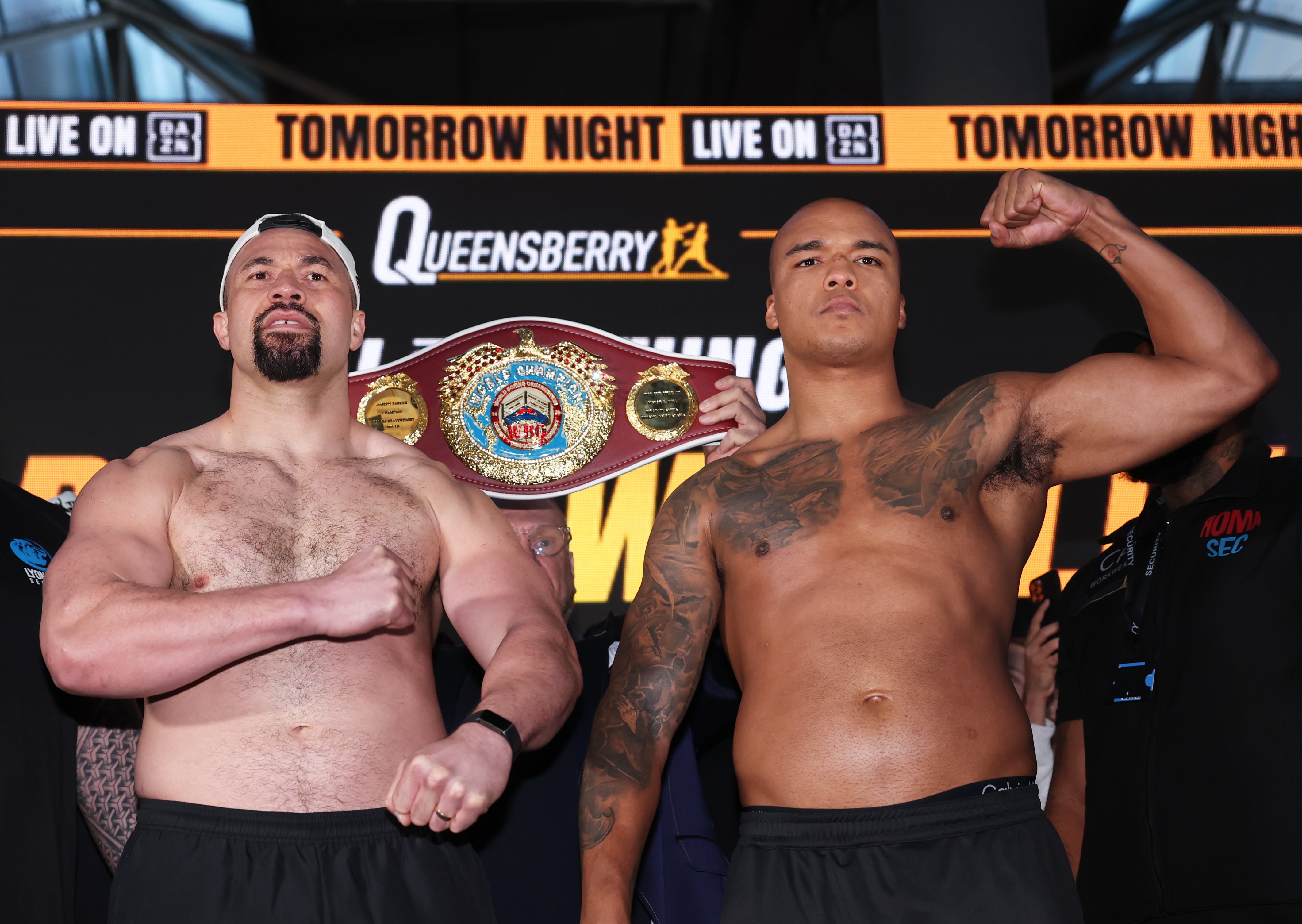 Joseph Parker and Fabio Wardley at their pre-fight weigh-in