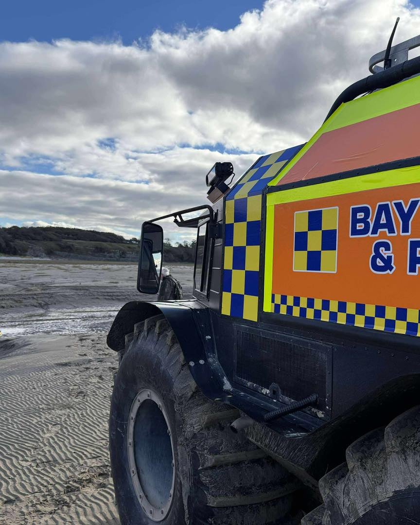 The casualty was transferred to the team’s all-terrain vehicle to warm up