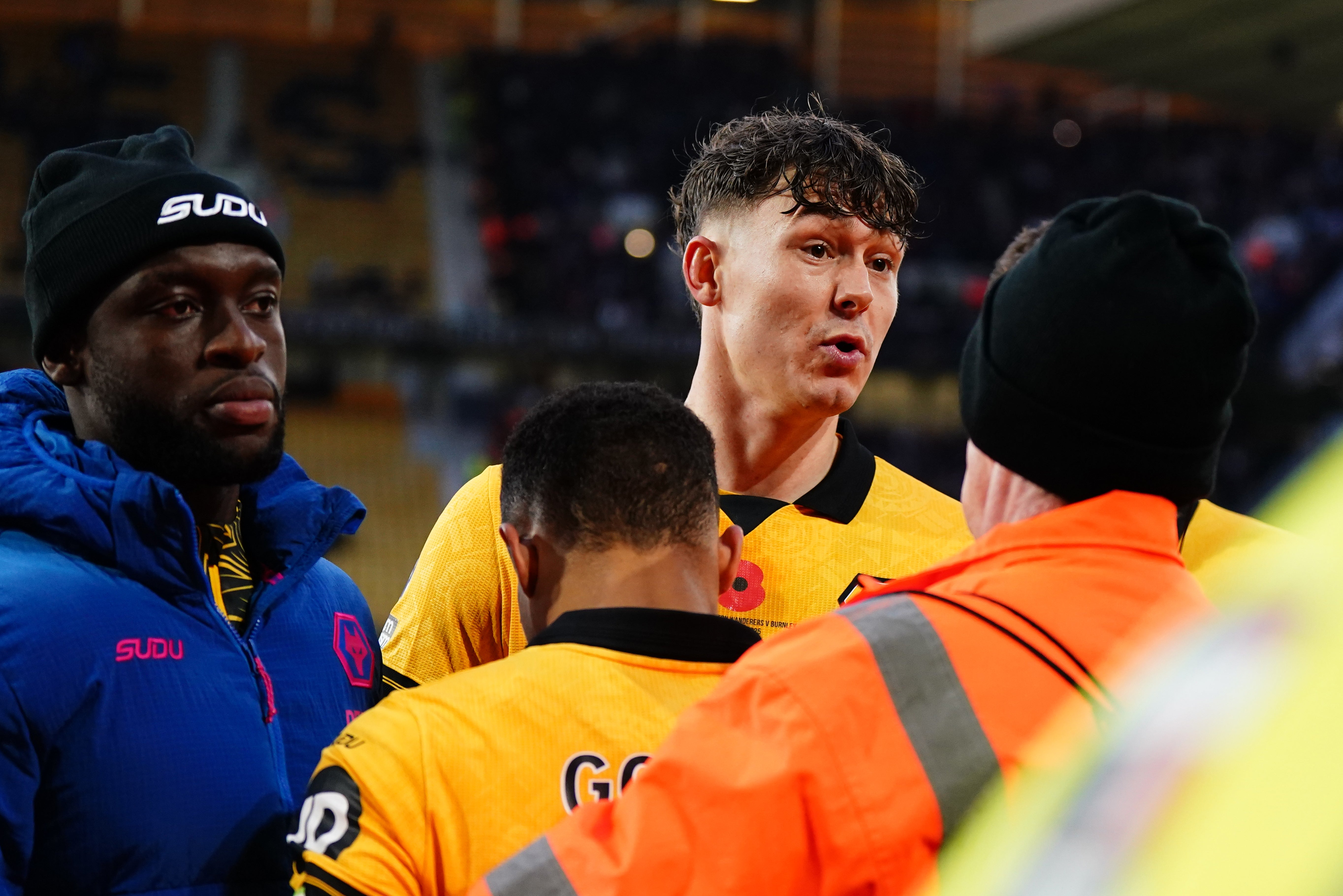 Jorgen Strand Larsen reacted to fans after the Burnley defeat (Jacob King/PA)