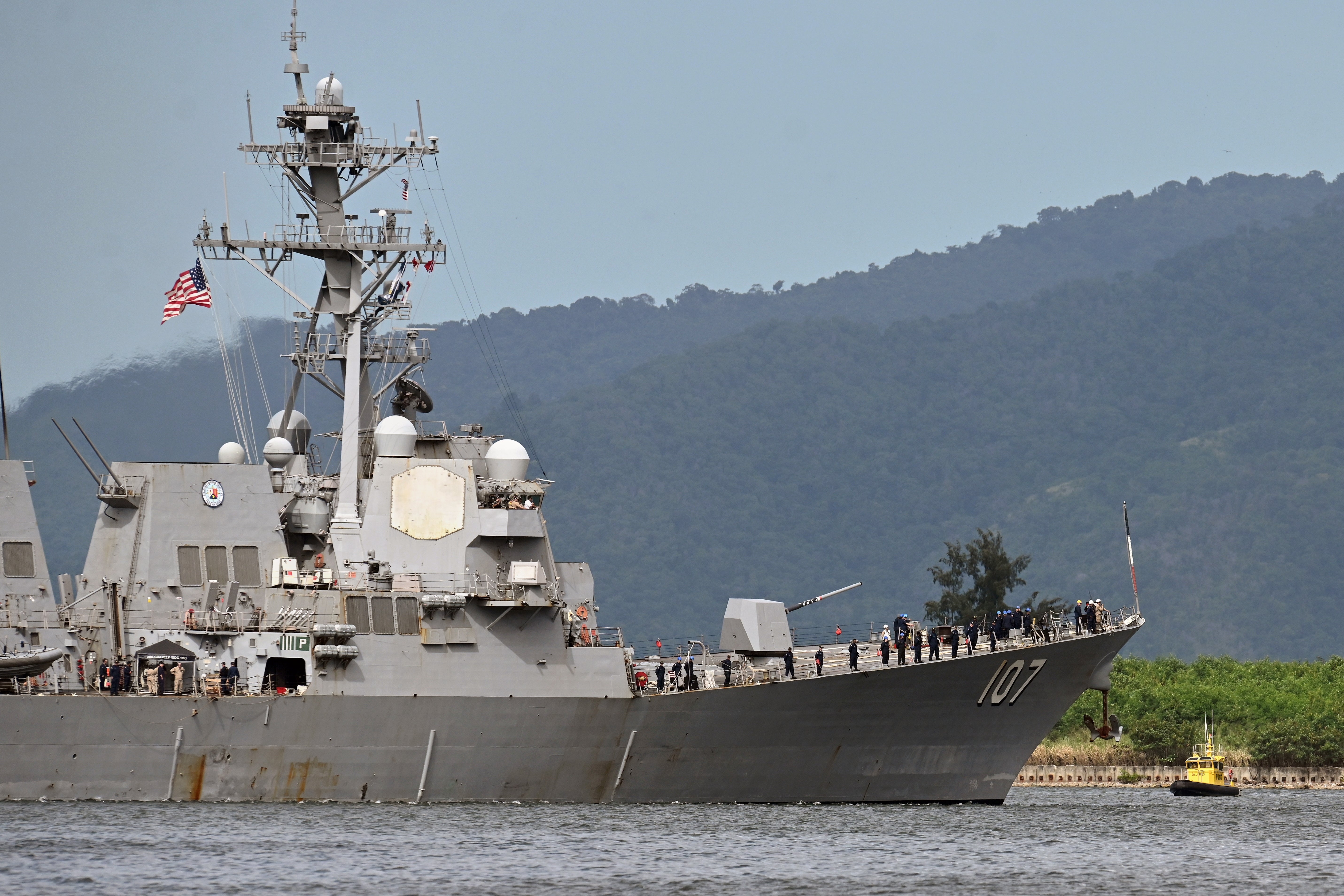 The USS Gravely joined the warships sat outside Venezuela amid a buildup in the Caribbean