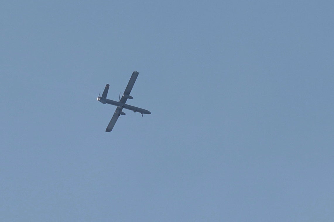 An Israeli drone flies over Beirut on 20 October