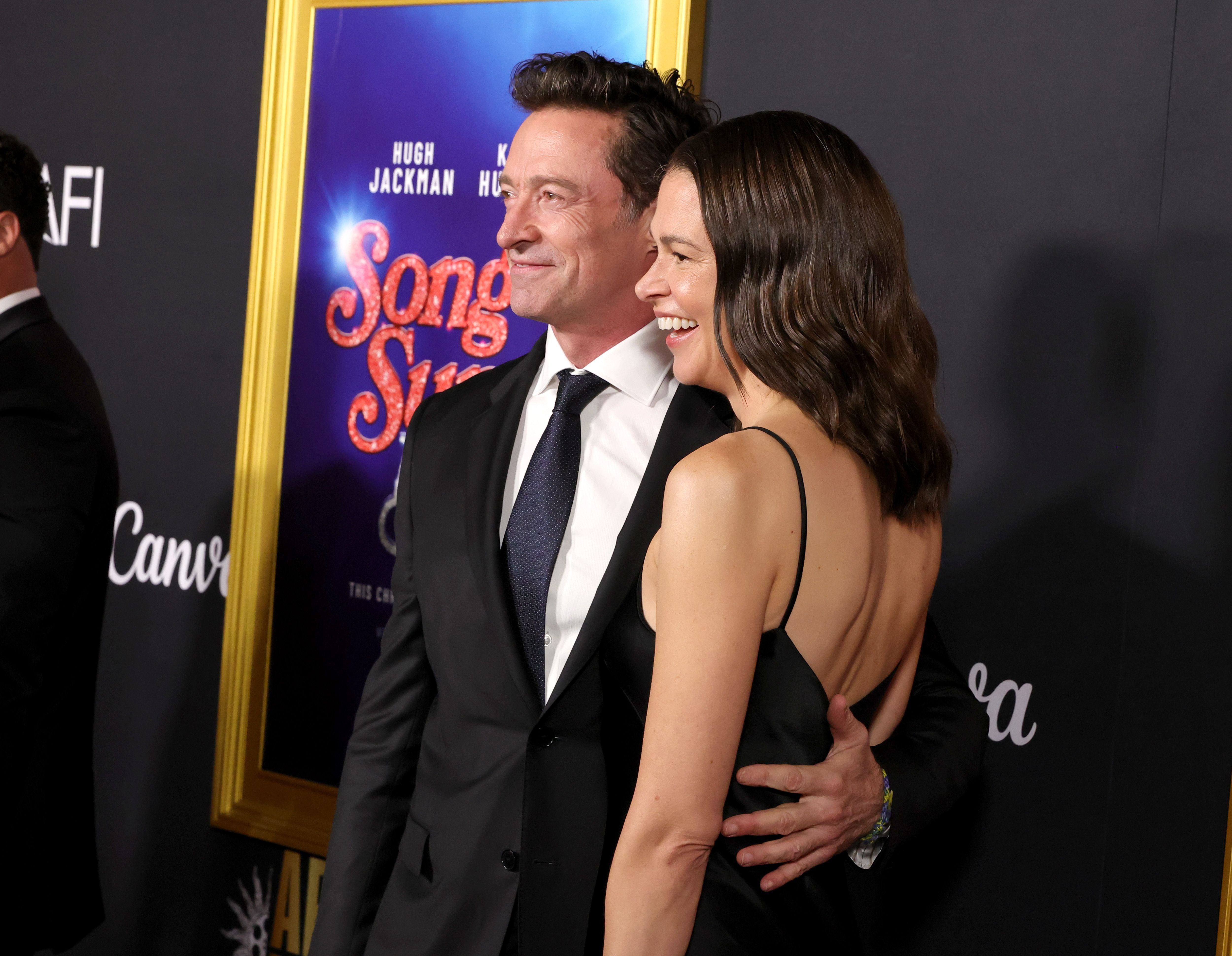 Hugh Jackman and Sutton Foster on the red carpet