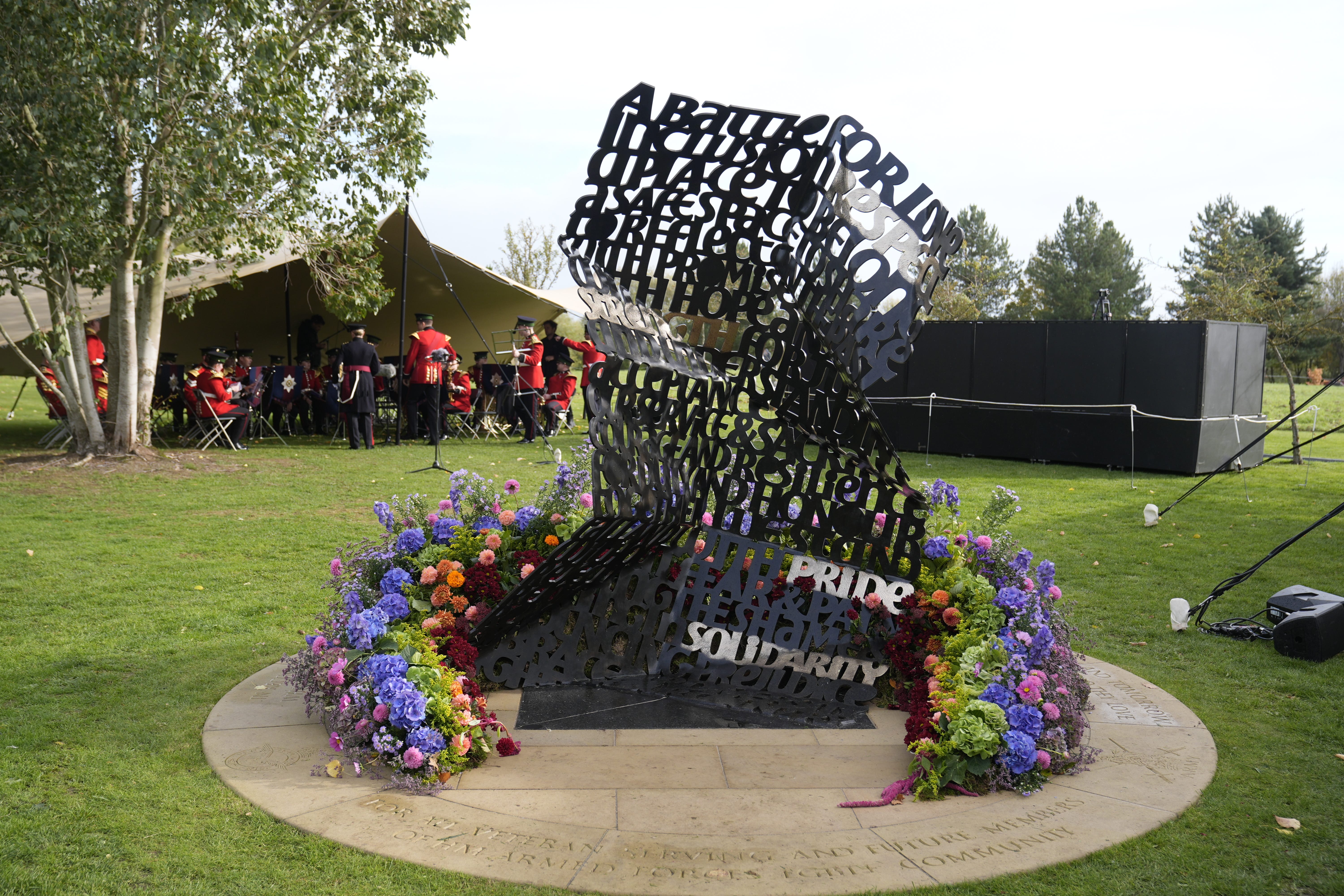 The UK’s first national memorial commemorating LGBT+ people who have served and continue to serve in the military, at the National Memorial Arboretum in Alrewas, Staffordshire
