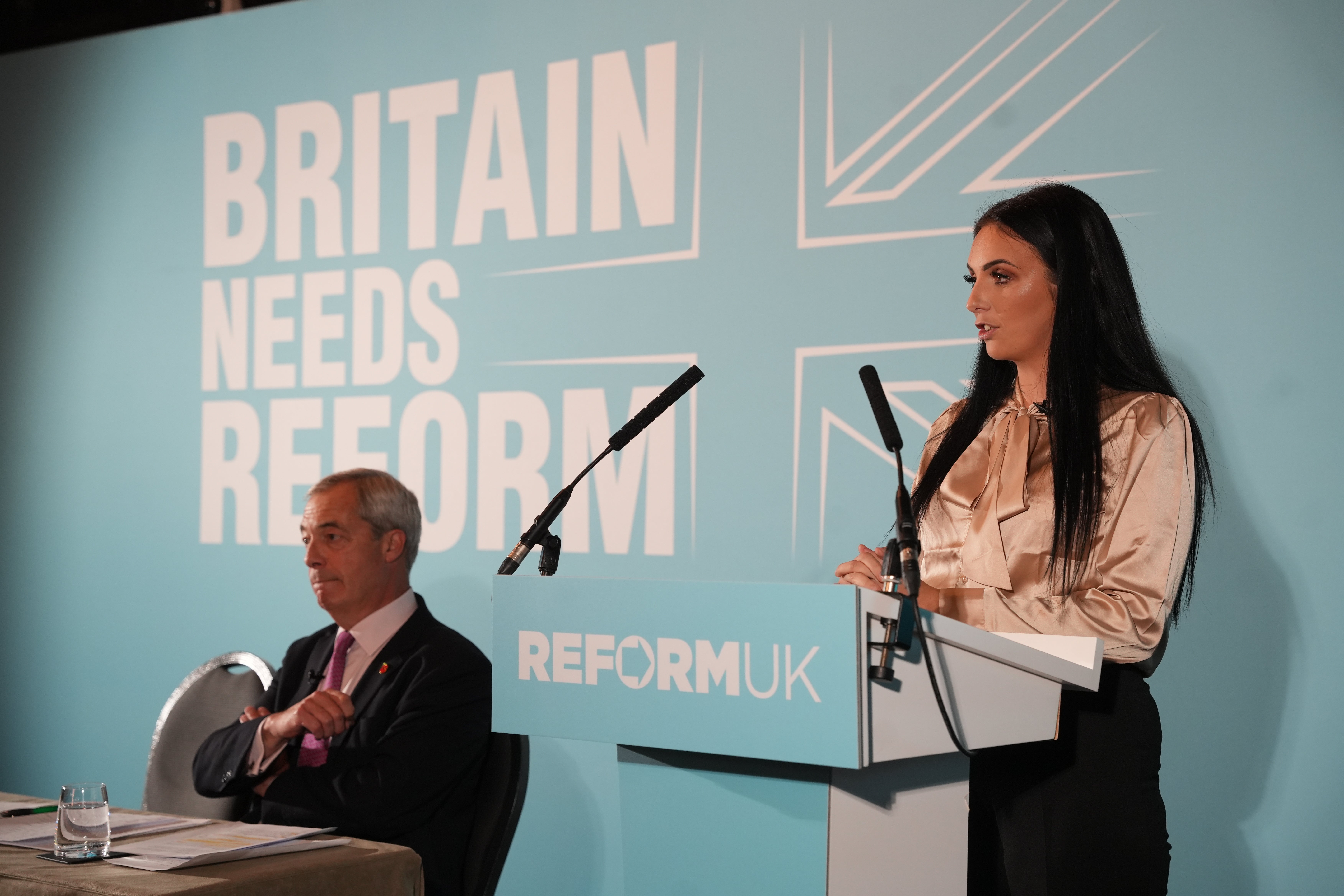 Grooming gangs survivor Ellie Reynolds speaks at a press conference at the Royal Horseguards hotel in Westminster, London
