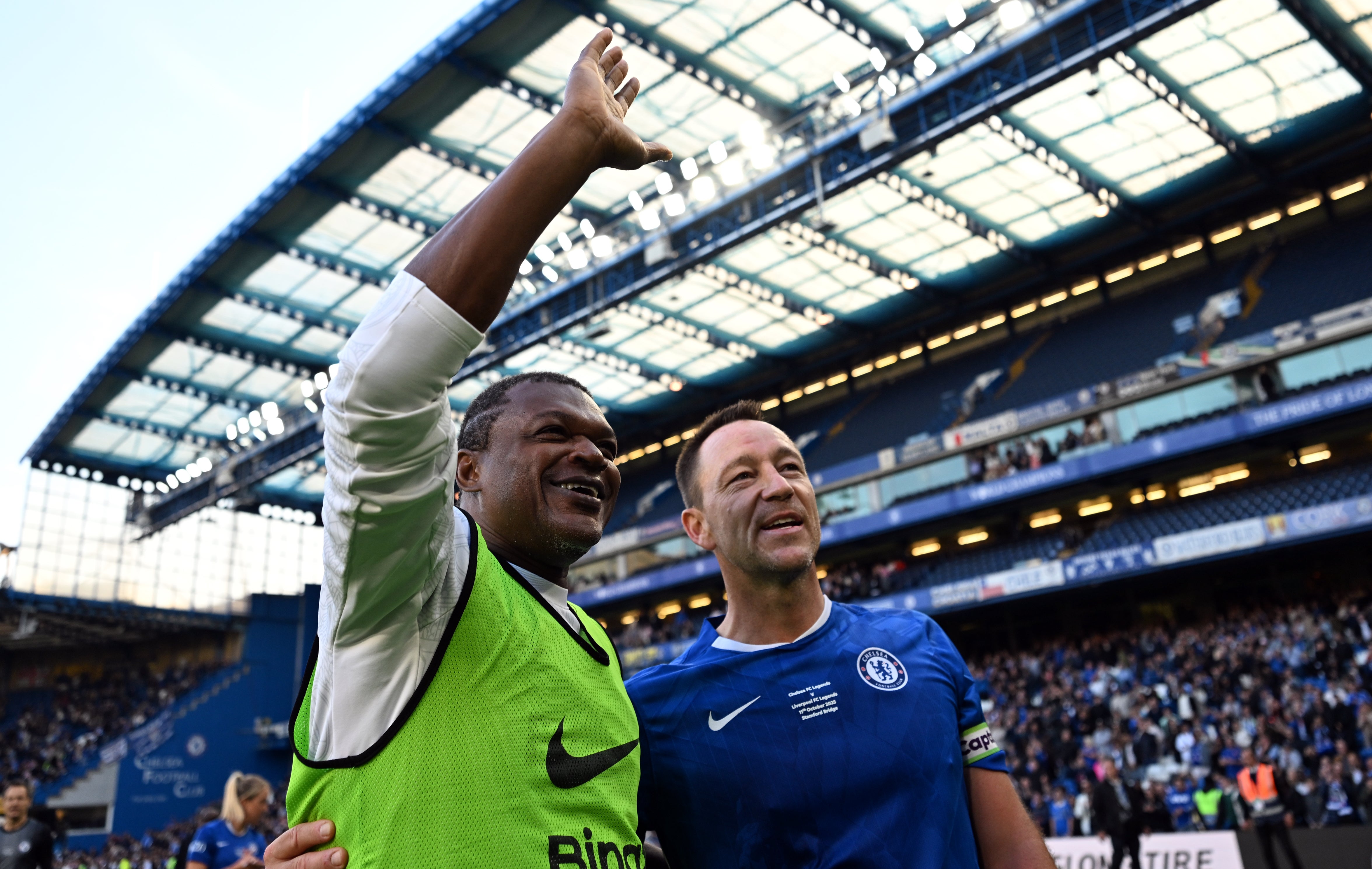 Marcel Desailly (left) alongside John Terry at Stamford Bridge