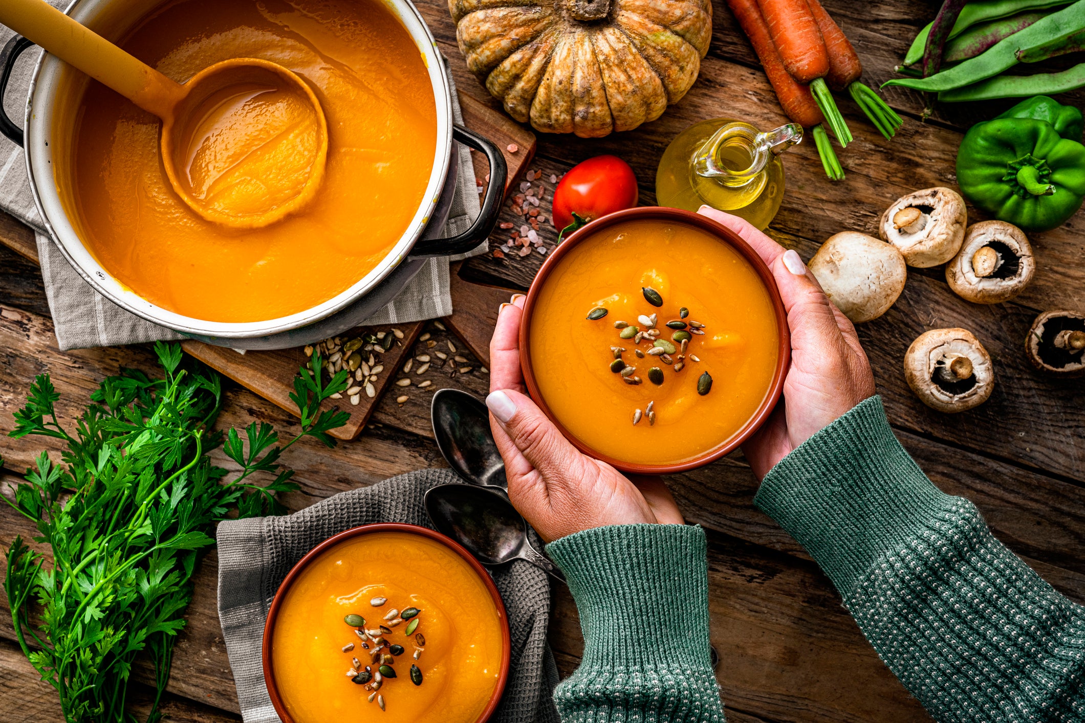 A bowl of comfort that’s genuinely good for you – pumpkin soup delivers fibre, beta carotene and a dose of autumnal calm