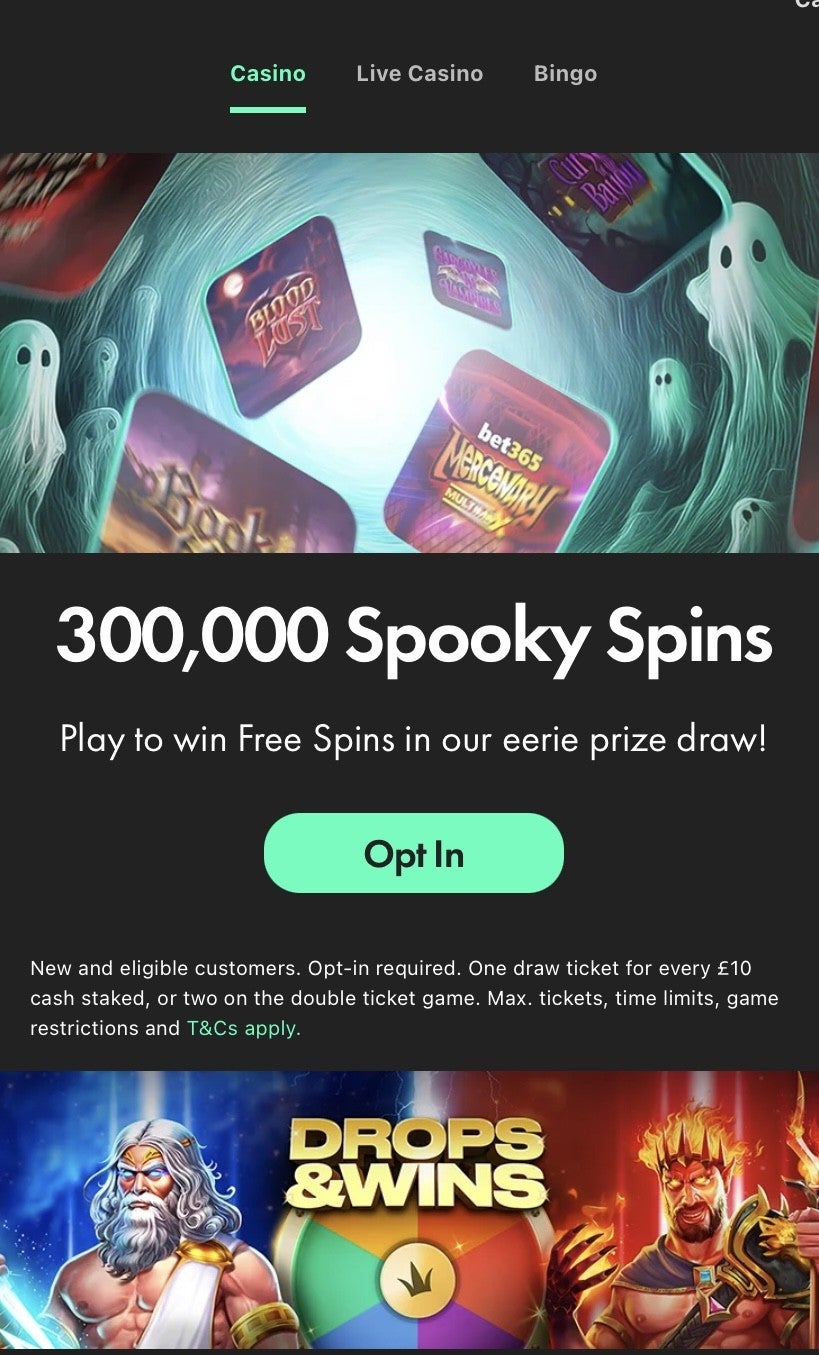 All the bet365 online slot offers can be found on the app and desktop site