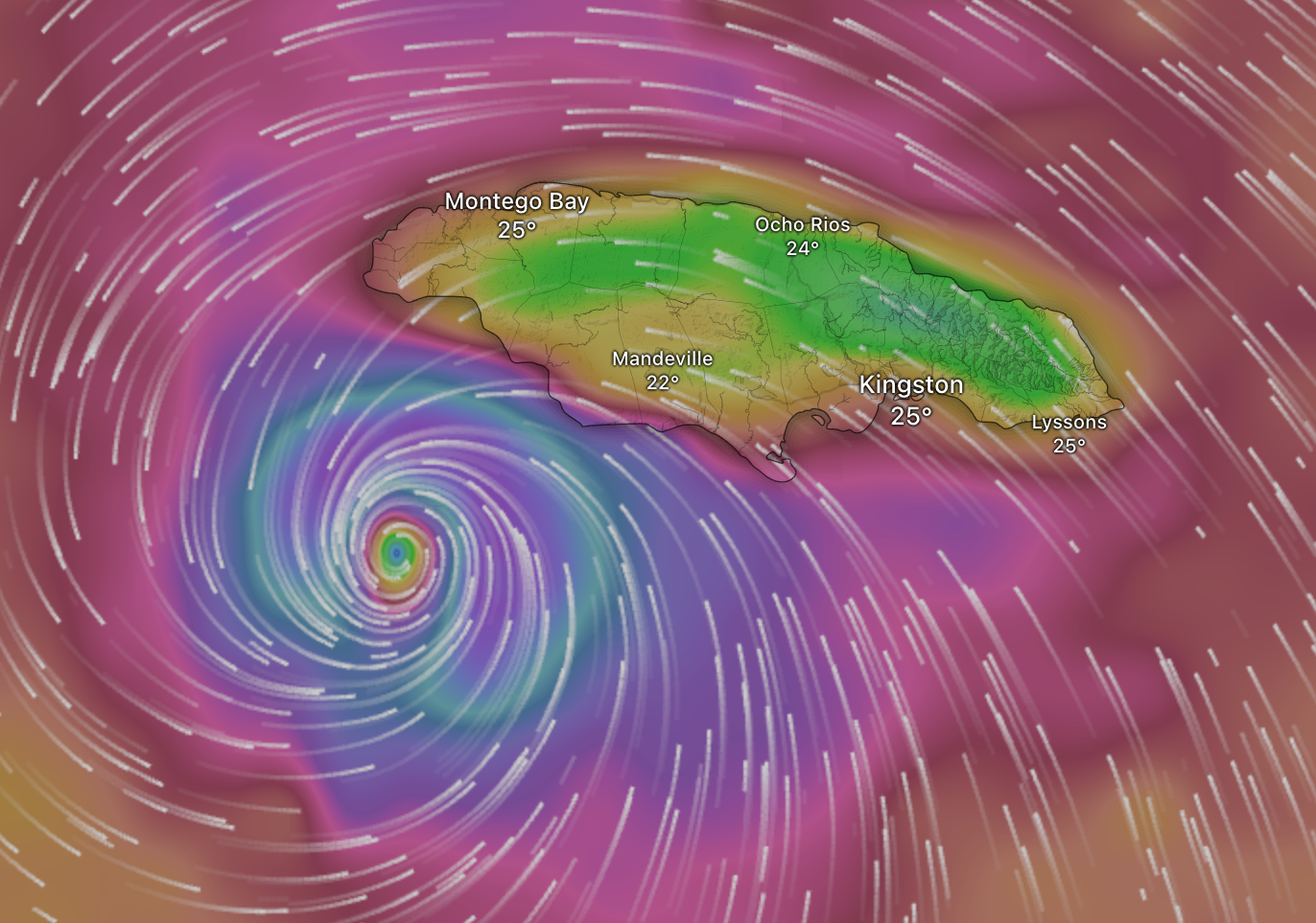 The eye of Hurricane Melissa is moving towards Jamaica
