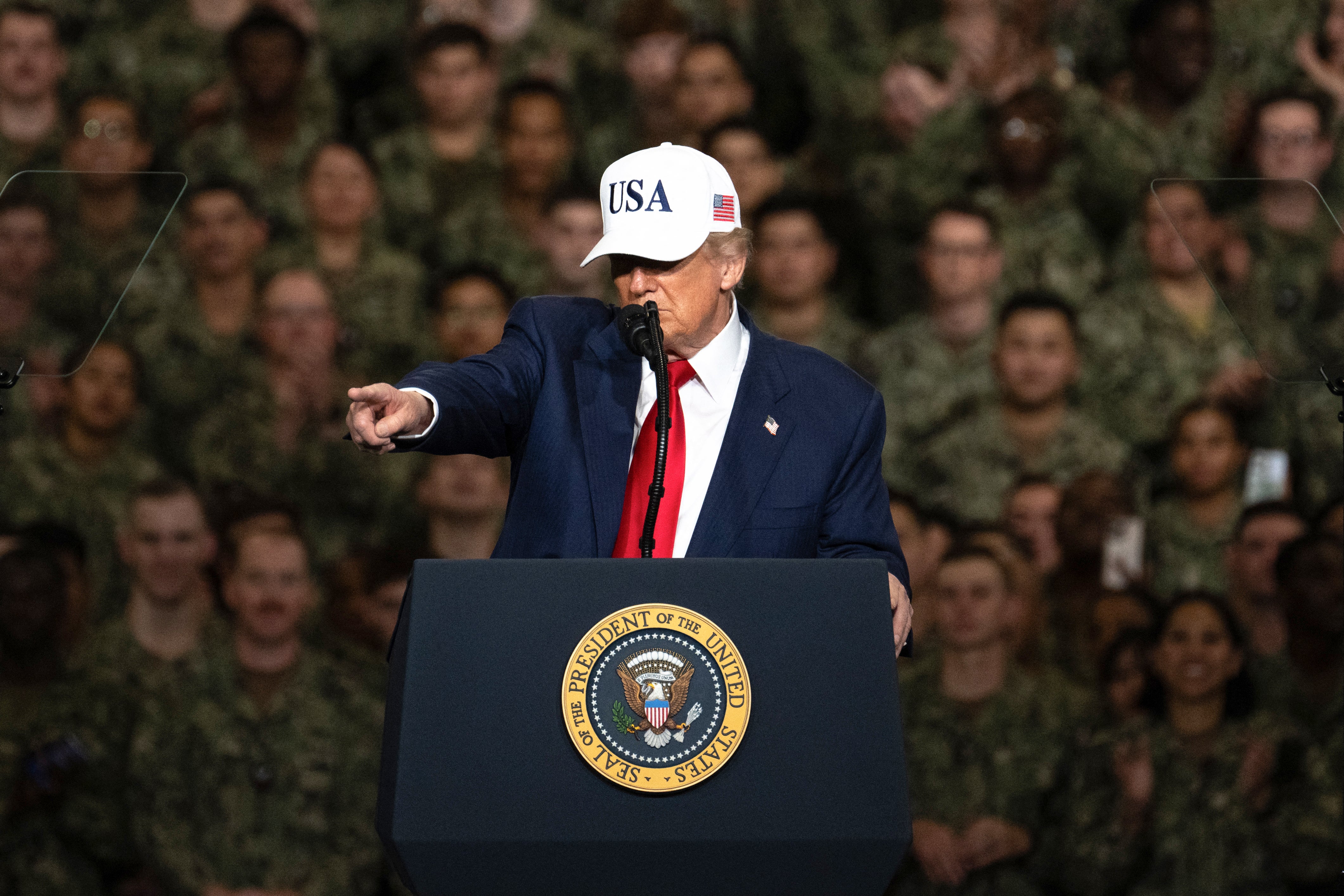 President Donald Trump urged American troops to buy cars from Japanese manufacturer Toyota after long complaining about the lack of American vehicles sold in Japan.