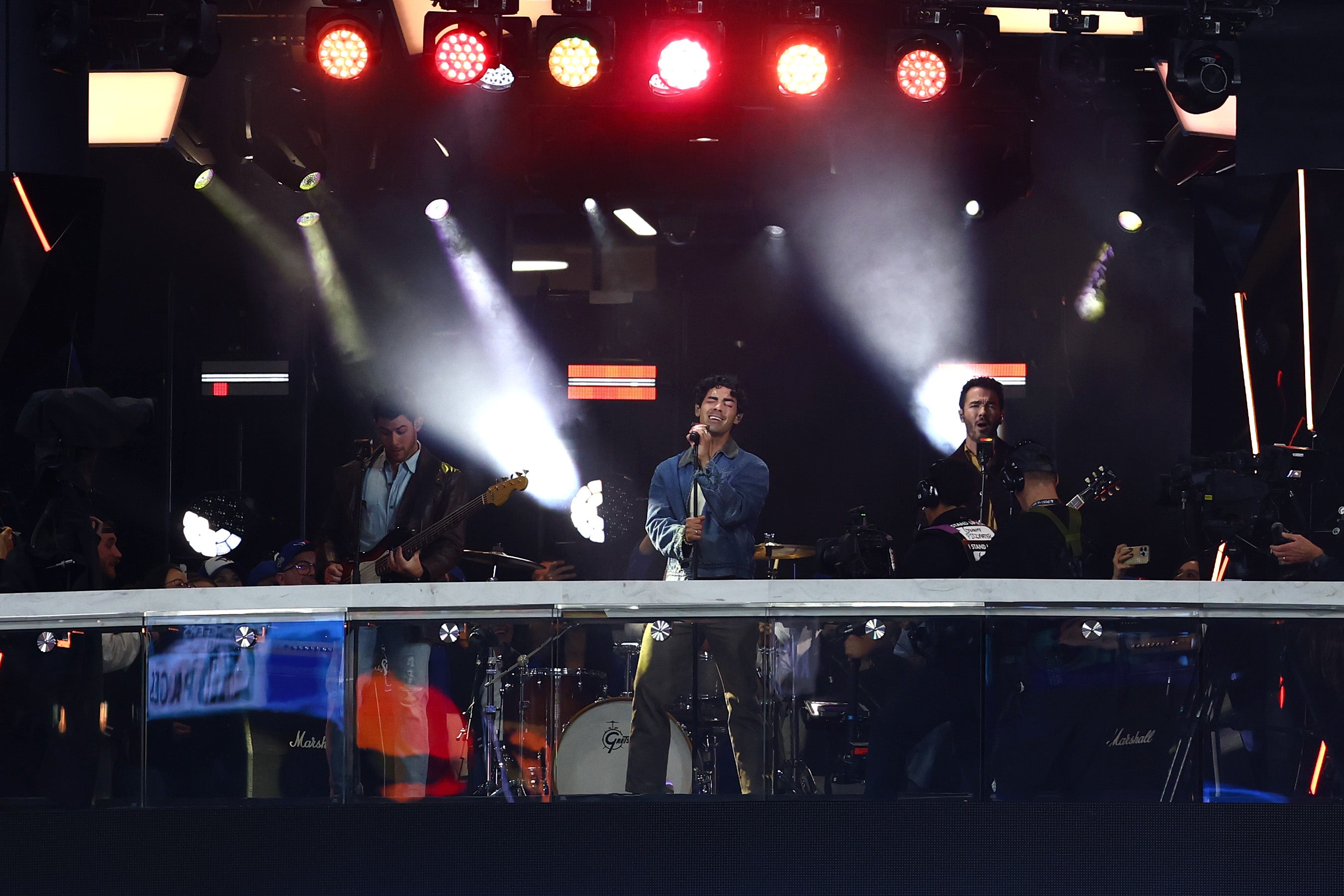 The Jonas Brothers performed their song 'I Can't Lose' after the fifth inning in Game Two of the World Series Saturday