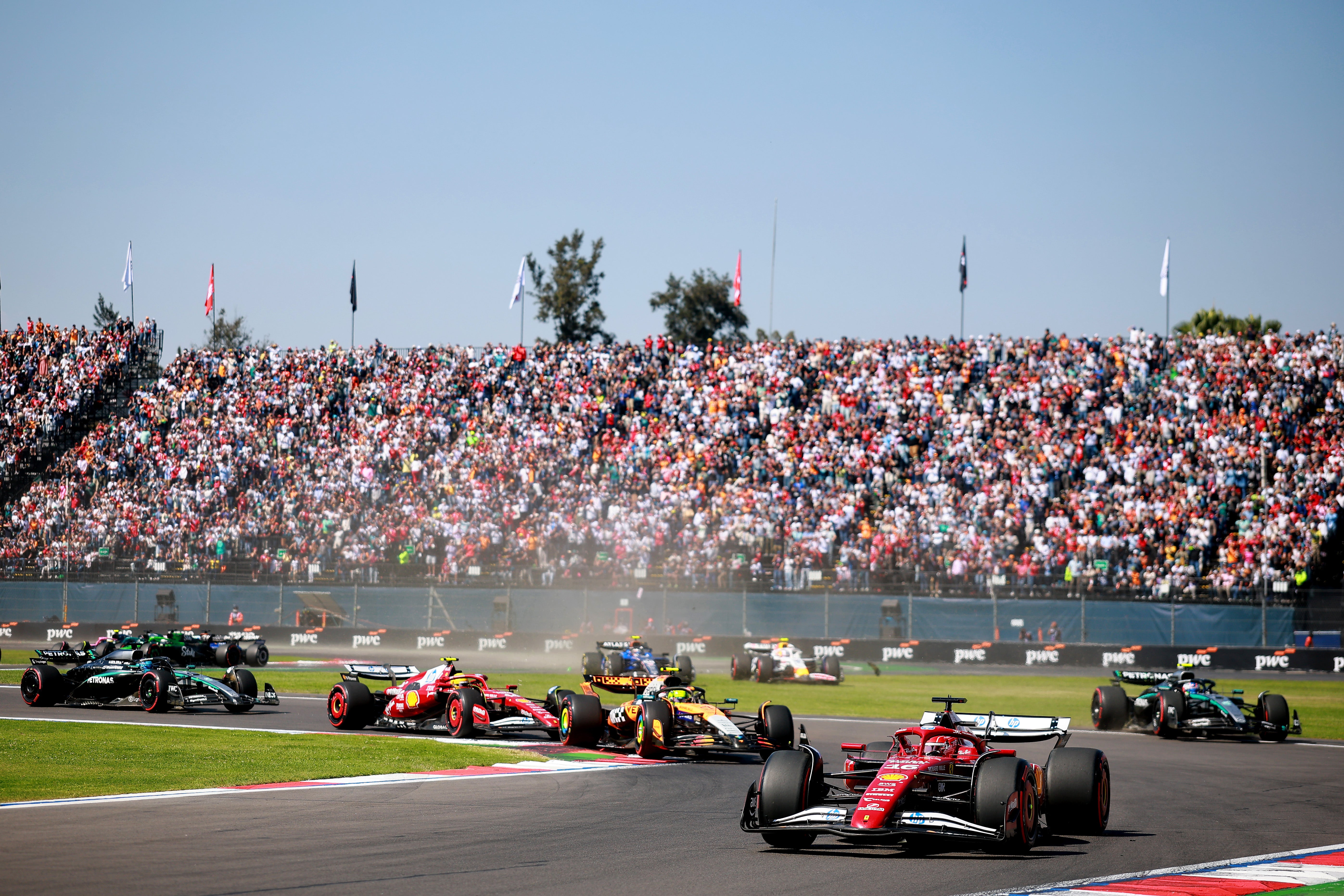 Numerous drivers cut the corner at the start of the Mexico City GP