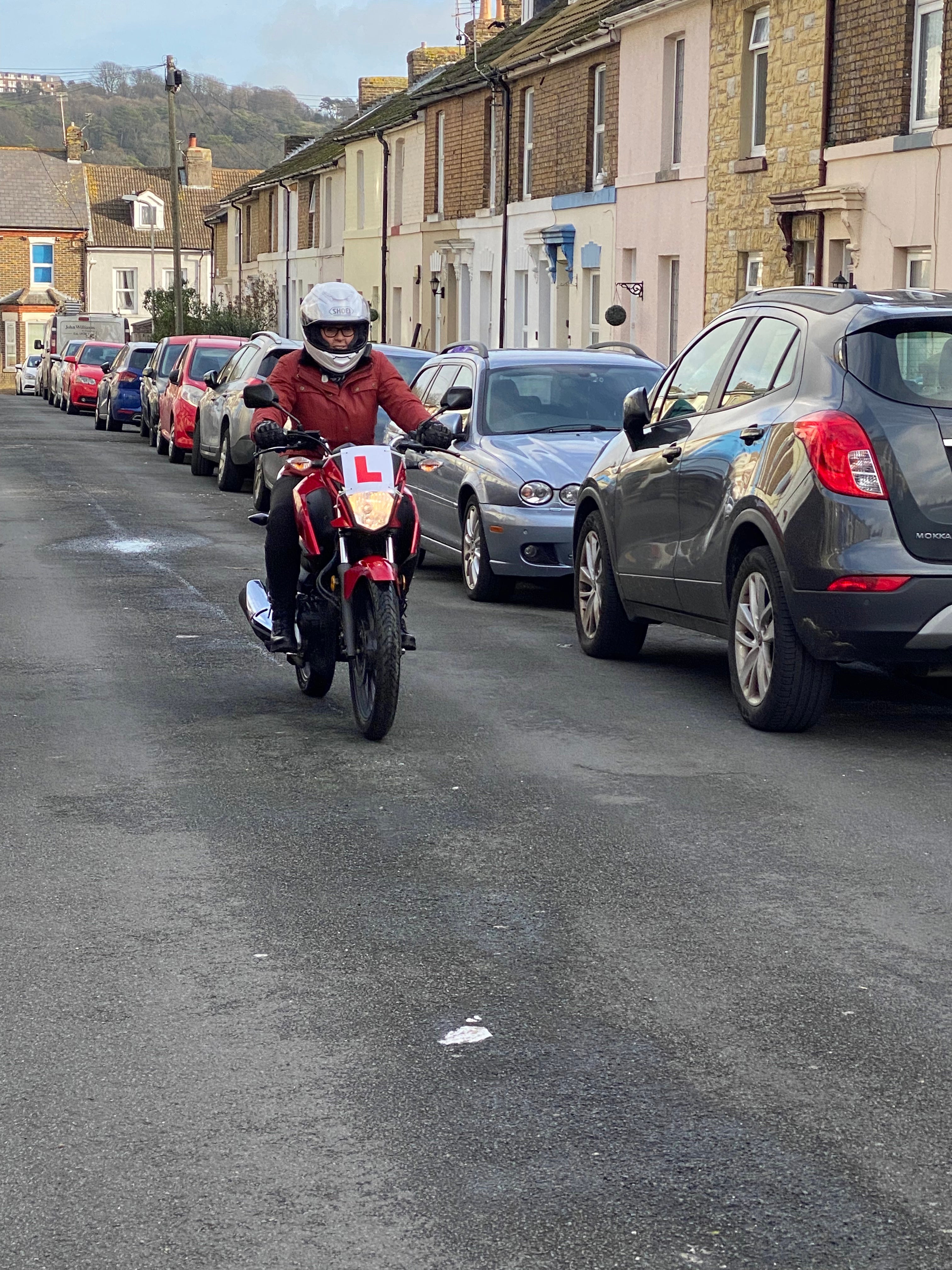 Claire on the first ride on her own motorbike in 2023