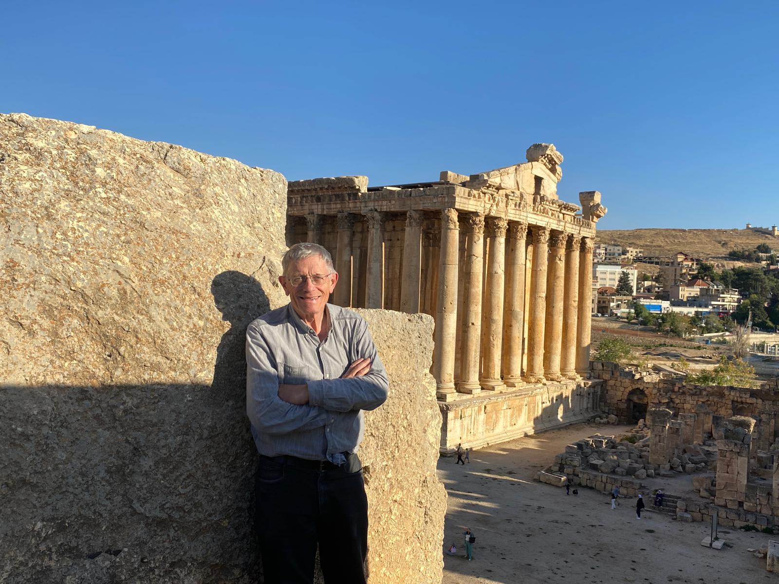 Our intrepid correspondent enjoying the antiquity of Baalbek, against Foreign Office advice