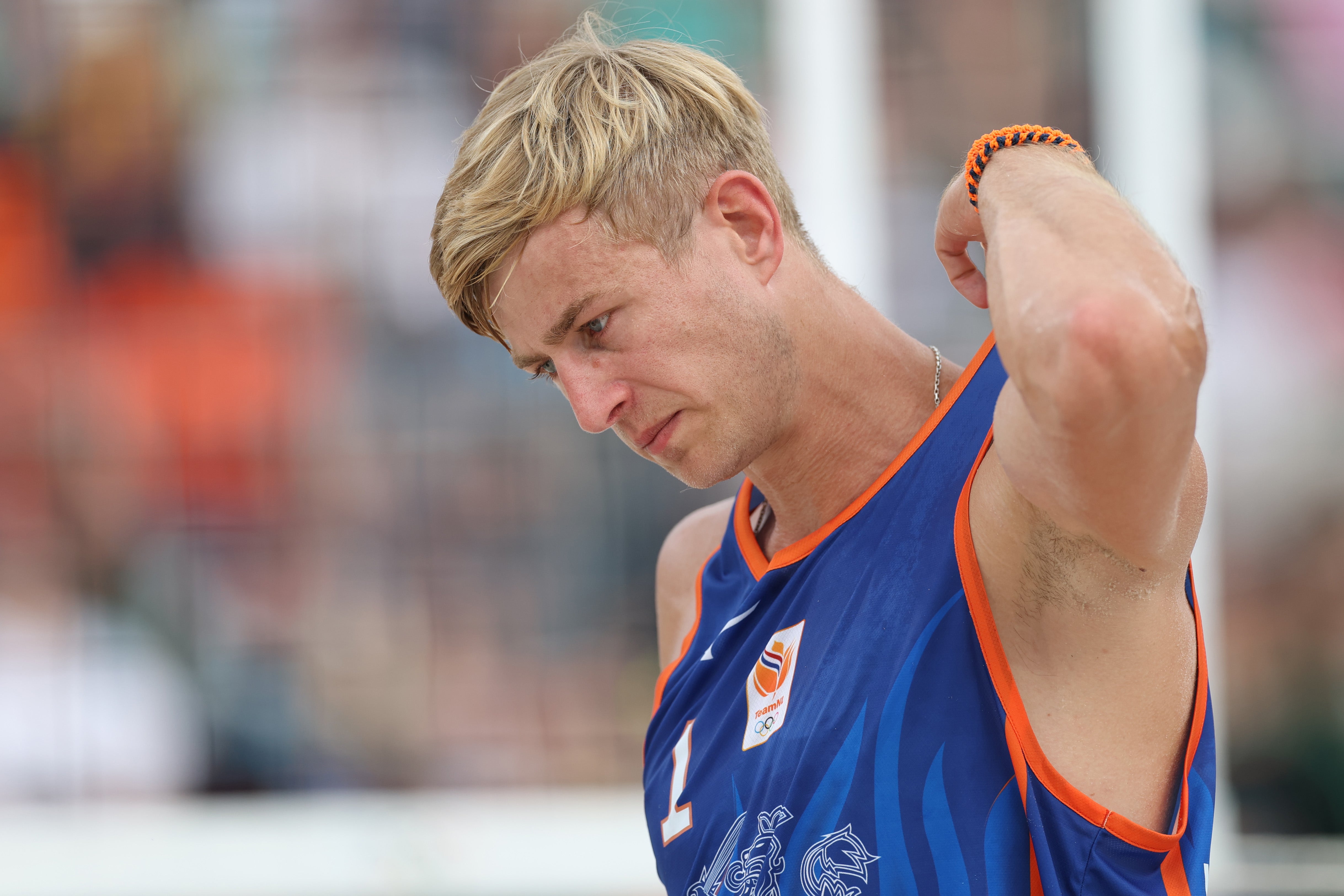 File. Steven van de Velde of Team Netherlands reacts during the Men’s Preliminary Phase - Pool B match against Team Chile on day five of the Olympic Games Paris 2024 on 31 July 2024 in Paris, France