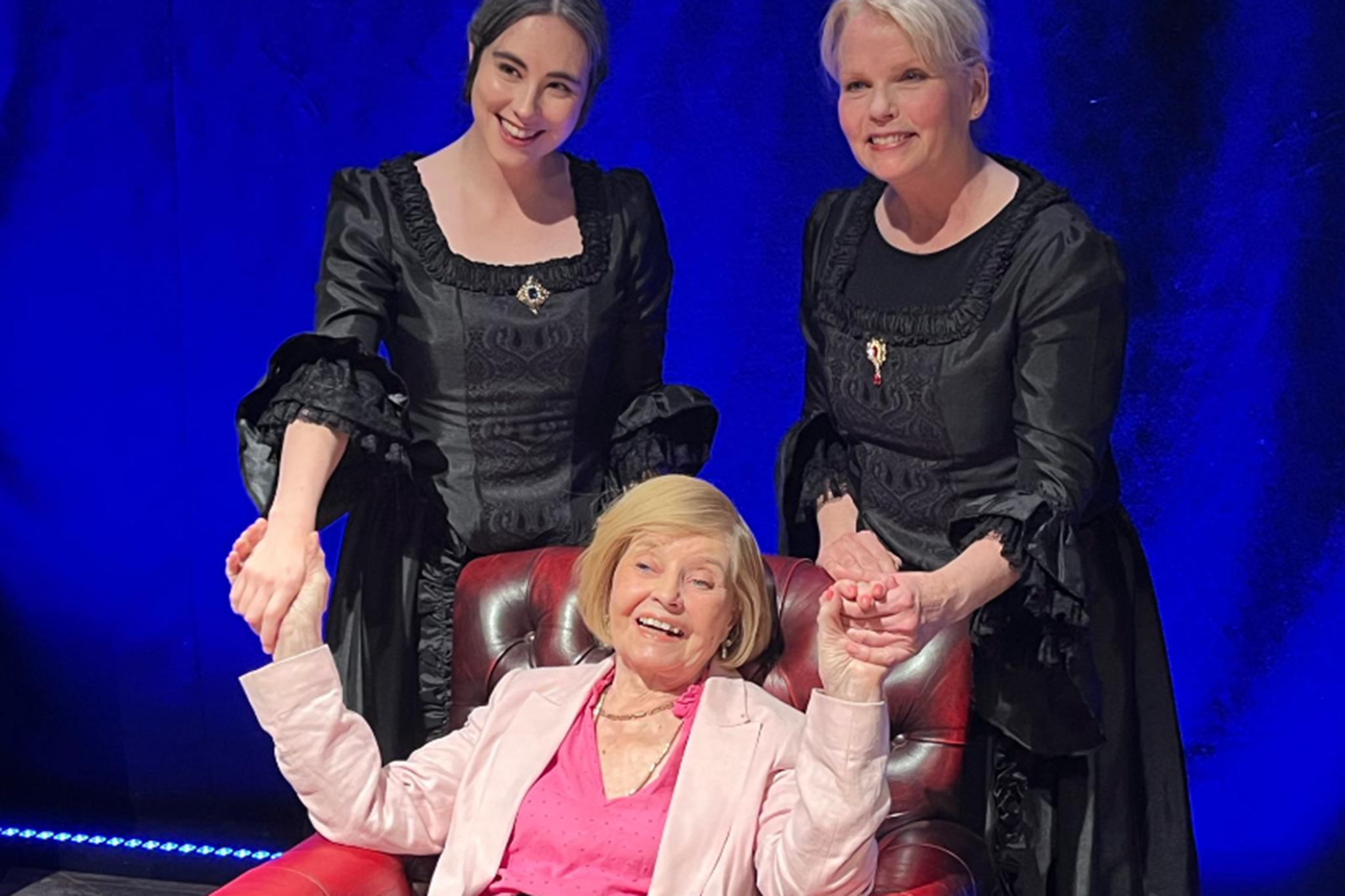 Pru onstage at the Tabard last year with Grace Darling (left) and Sara Crowe