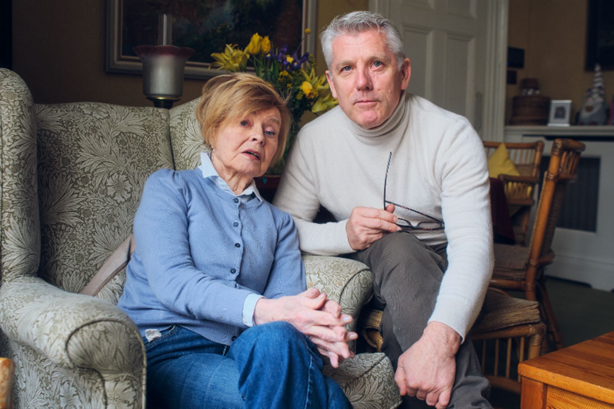 Julian Machin with Prunella Scales at her home in South London