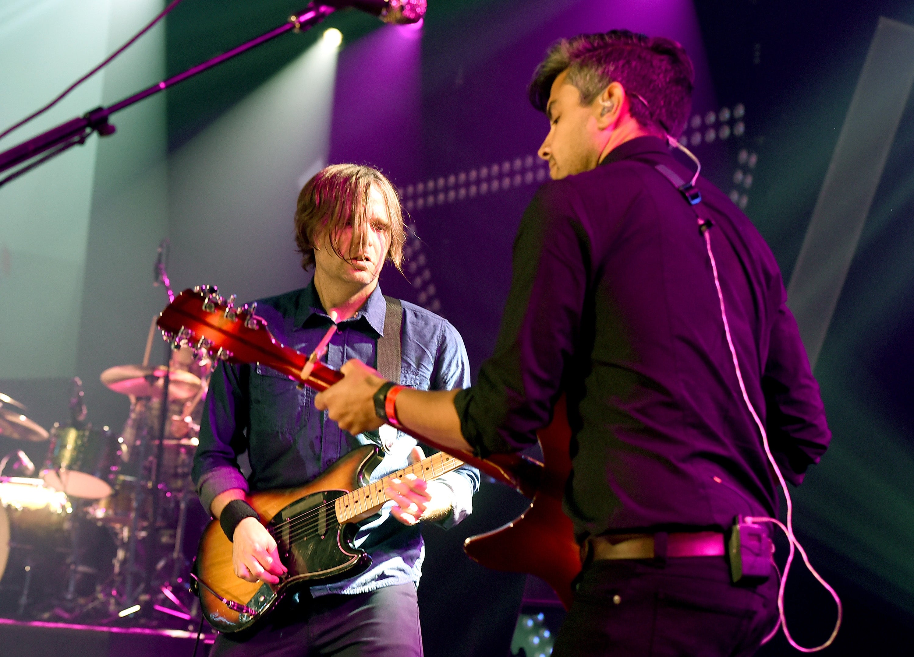 (L-R) Ben Gibbard and Dave Depper of Death Cab for Cutie will run Sunday's race together