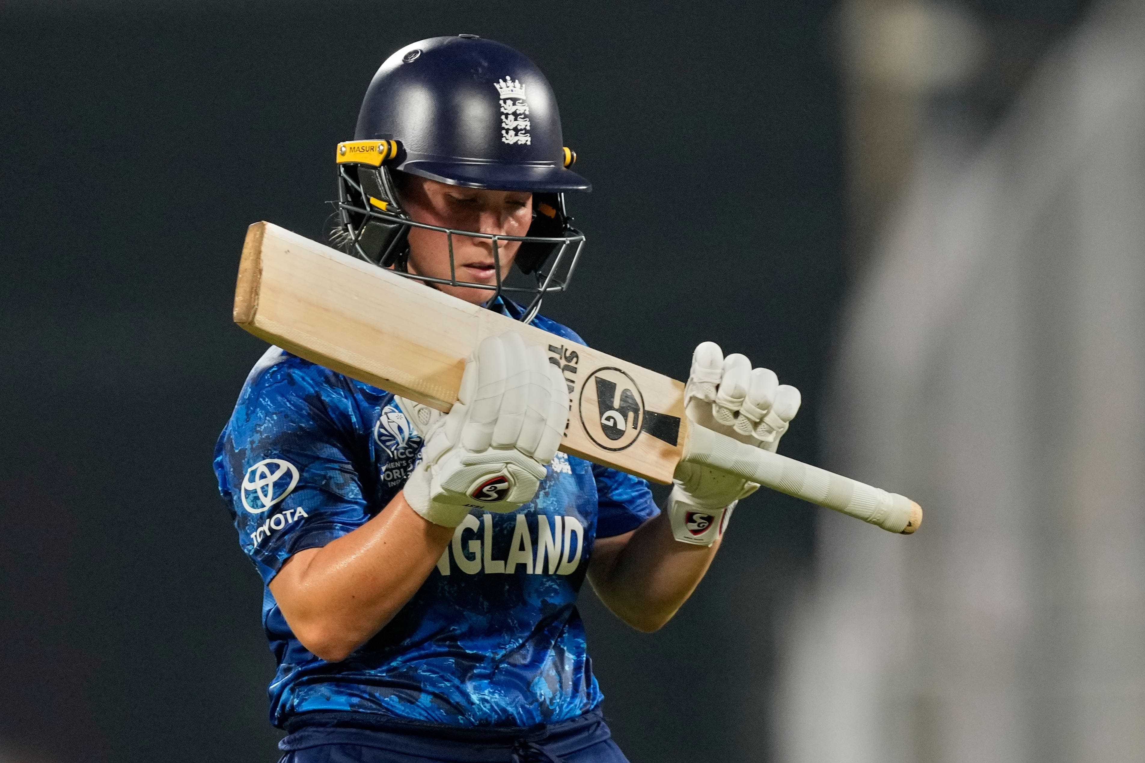 England fell well short in their pursuit of a record chase in a women’s knockout game (Anupam Nath/AP)