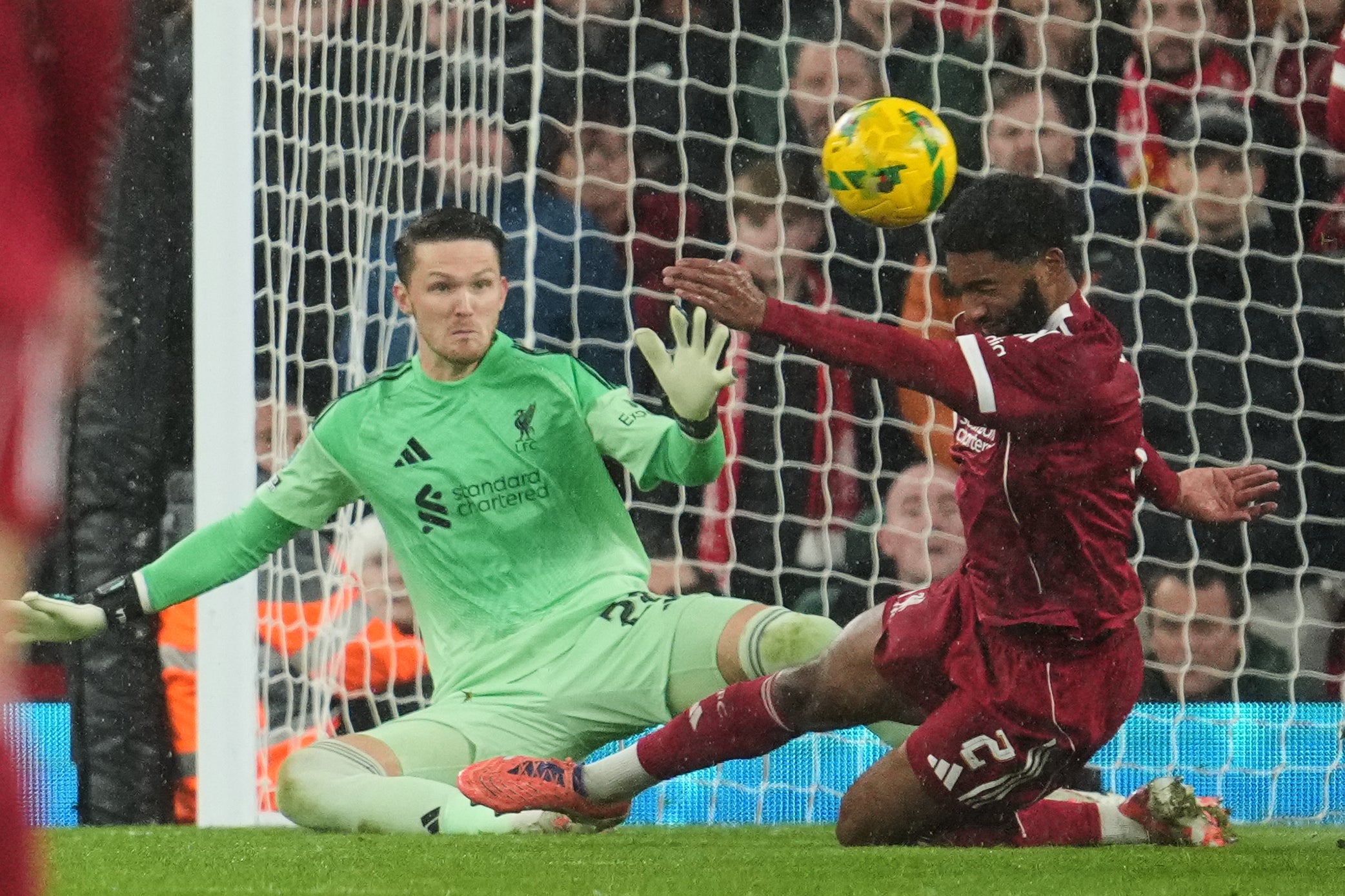 Freddie Woodman při svém debutu za Liverpool dodal tři