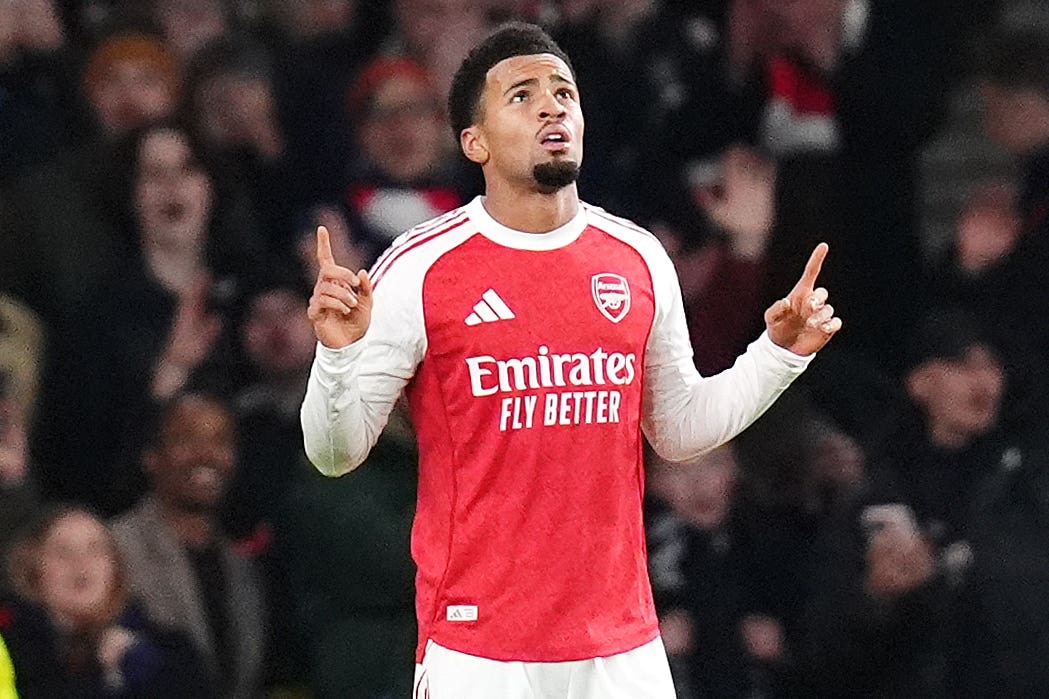 Arsenal’s Ethan Nwaneri scored England’s second goal (John Walton/PA)
