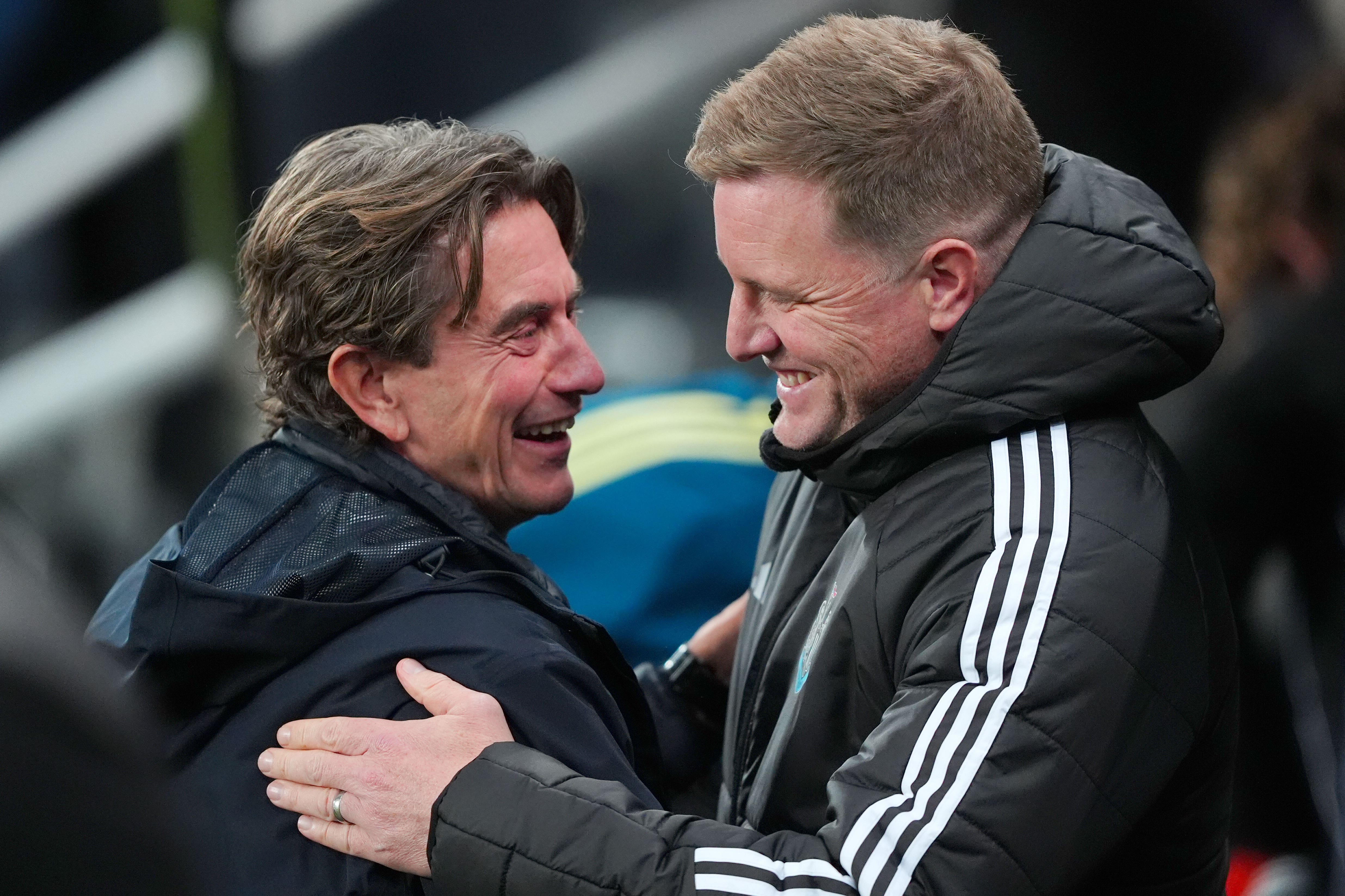 Newcastle boss Eddie Howe (right) is relishing competing on all fronts (Owen Humphreys/PA)