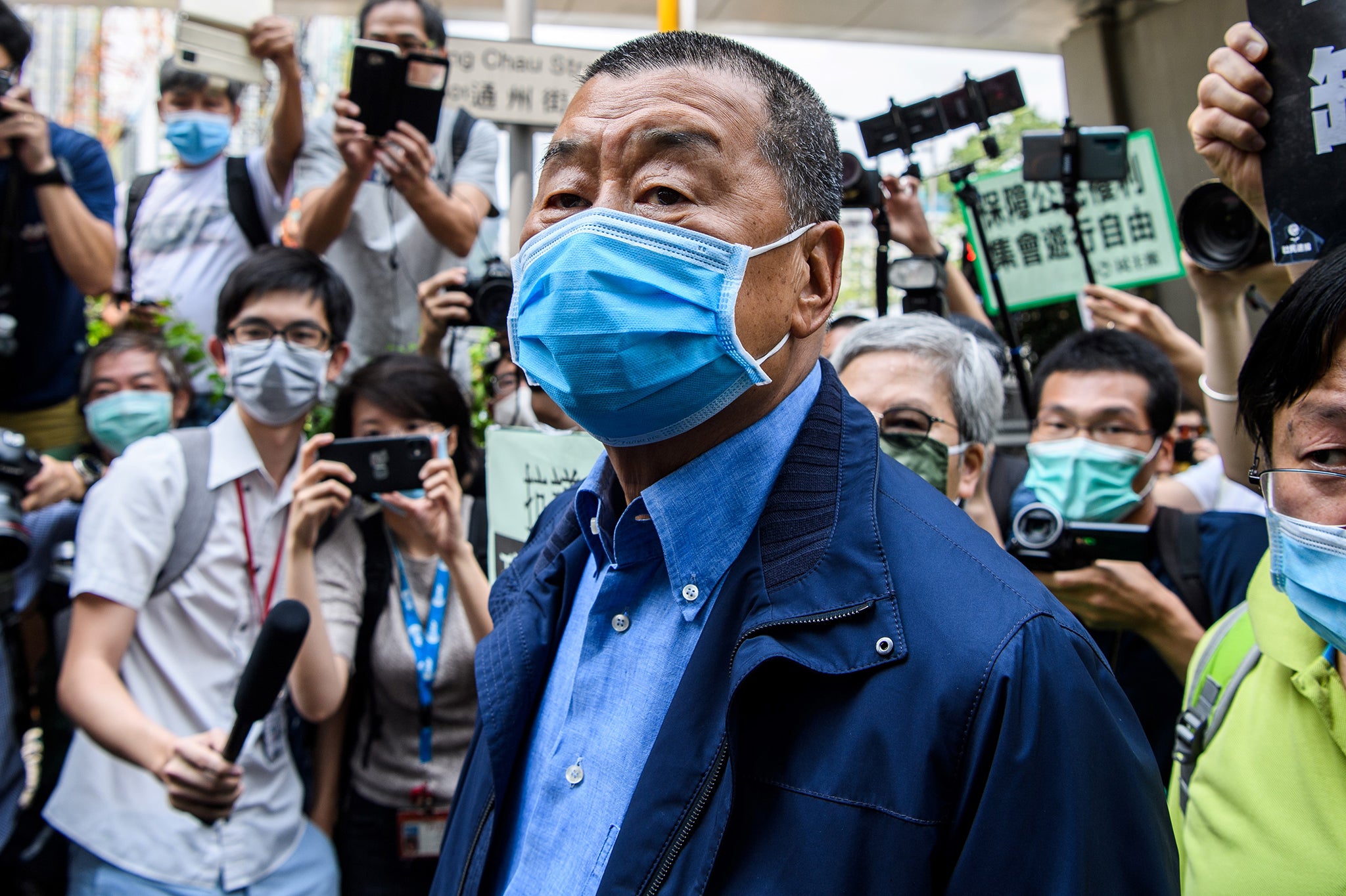 Jimmy Lai arriving at a courthouse in Hong Kong in May 2020