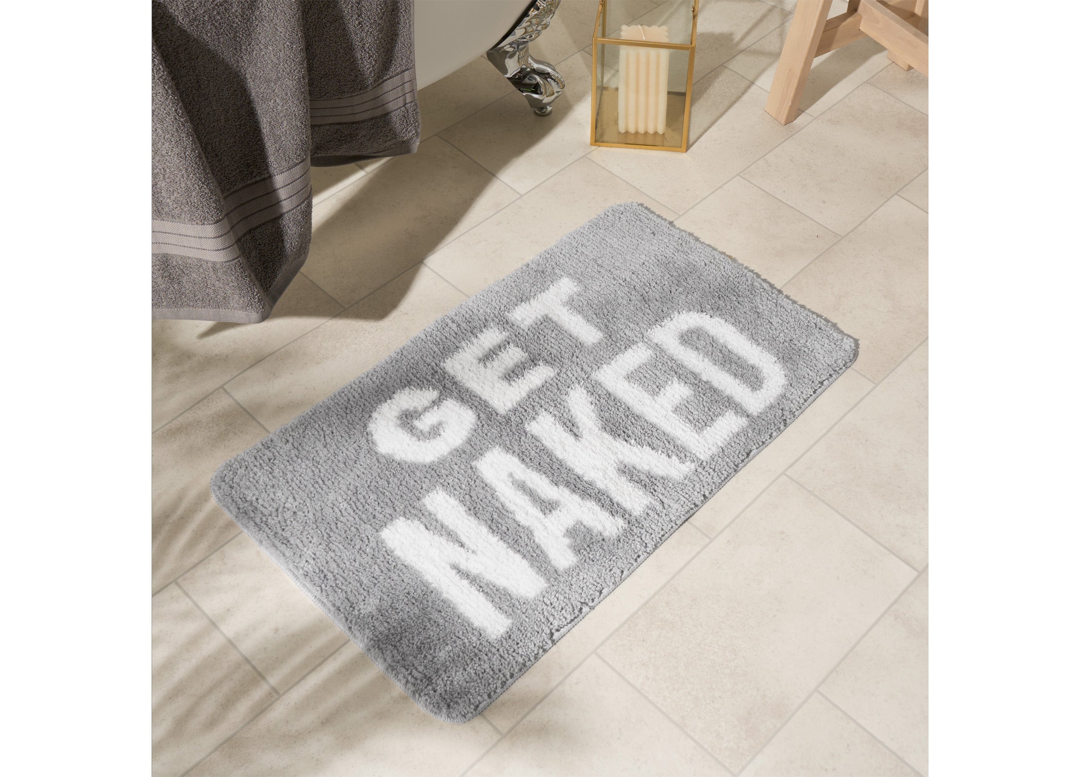 OHS Get Naked Tufted Bath Mat – Grey, £6.50, (was £12) Online Home Shop