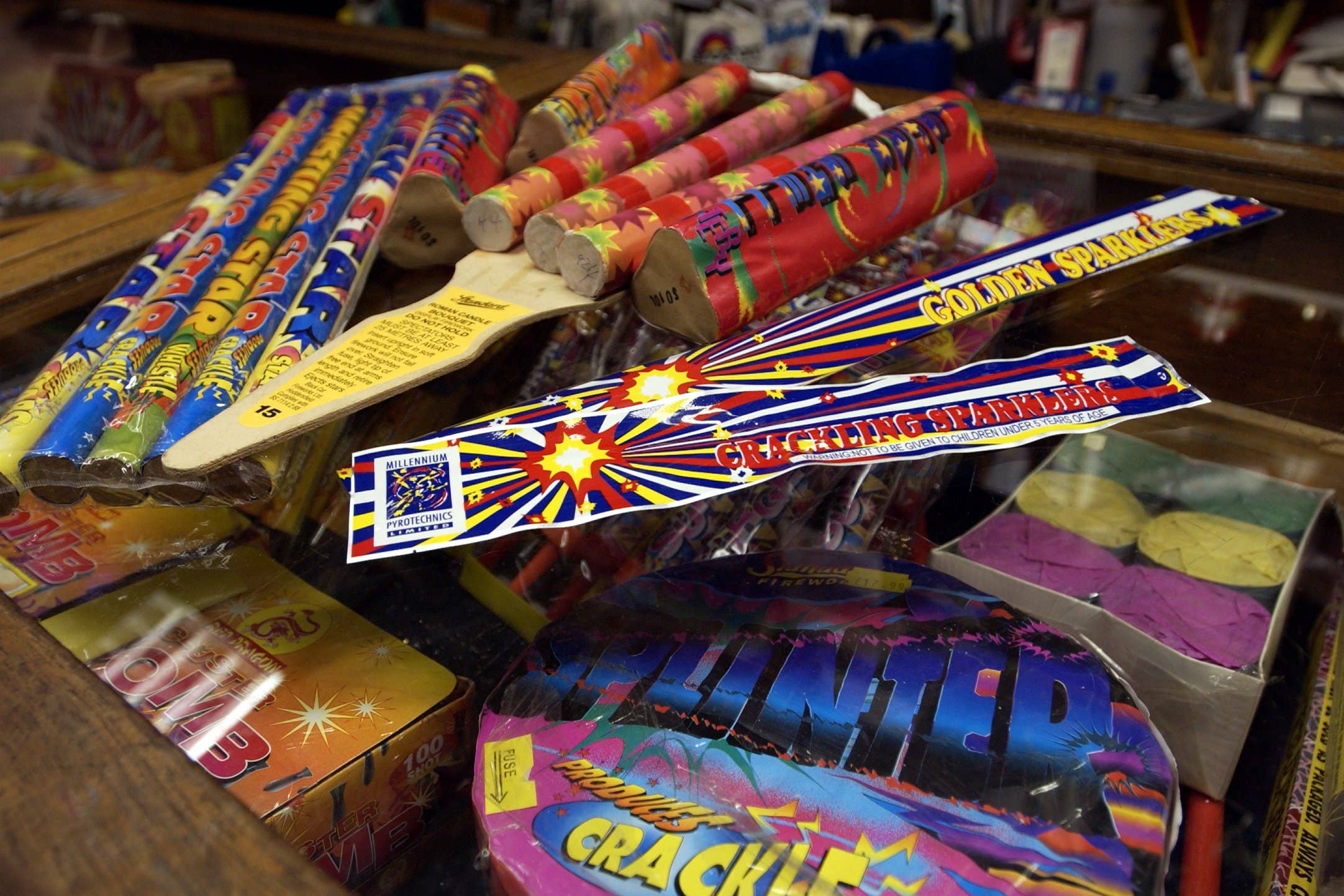 Fireworks on sale in a North London store (Yui Mok/PA)