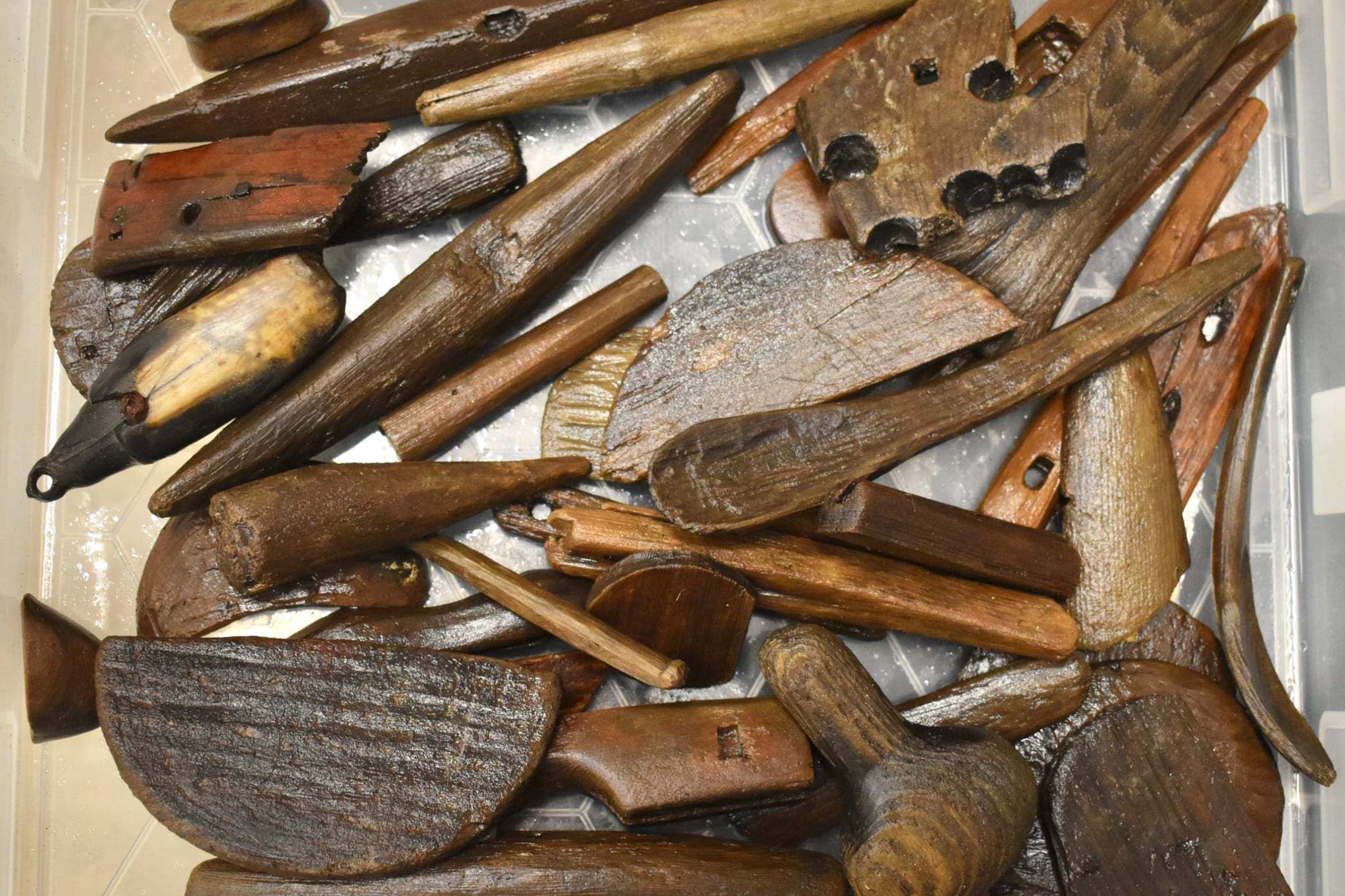 Wooden spoons and toys collected