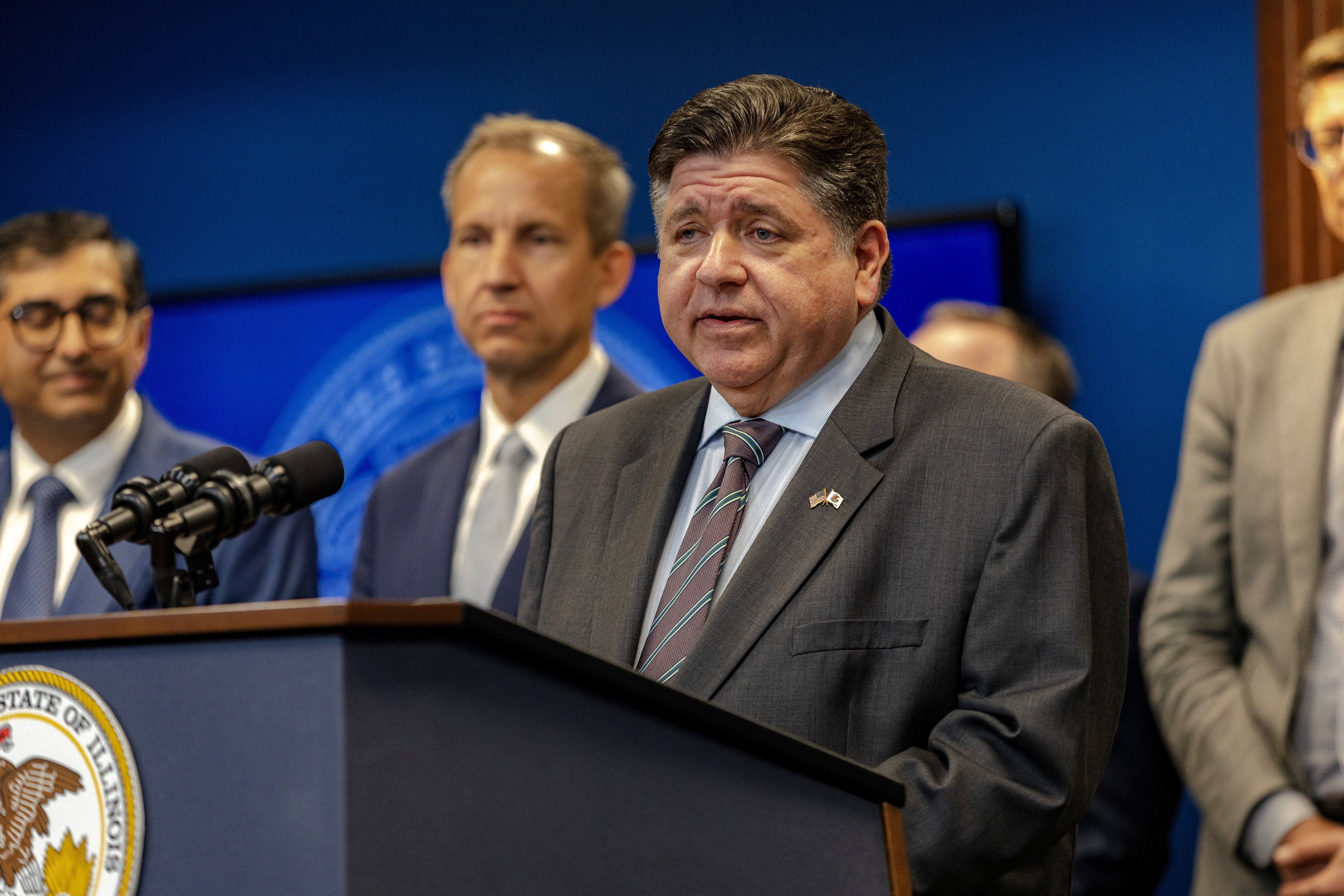 Pritzker claims federal agents are stoking fear in Illinois communities by using aggressive tactics to control protests and conduct mass arrests.