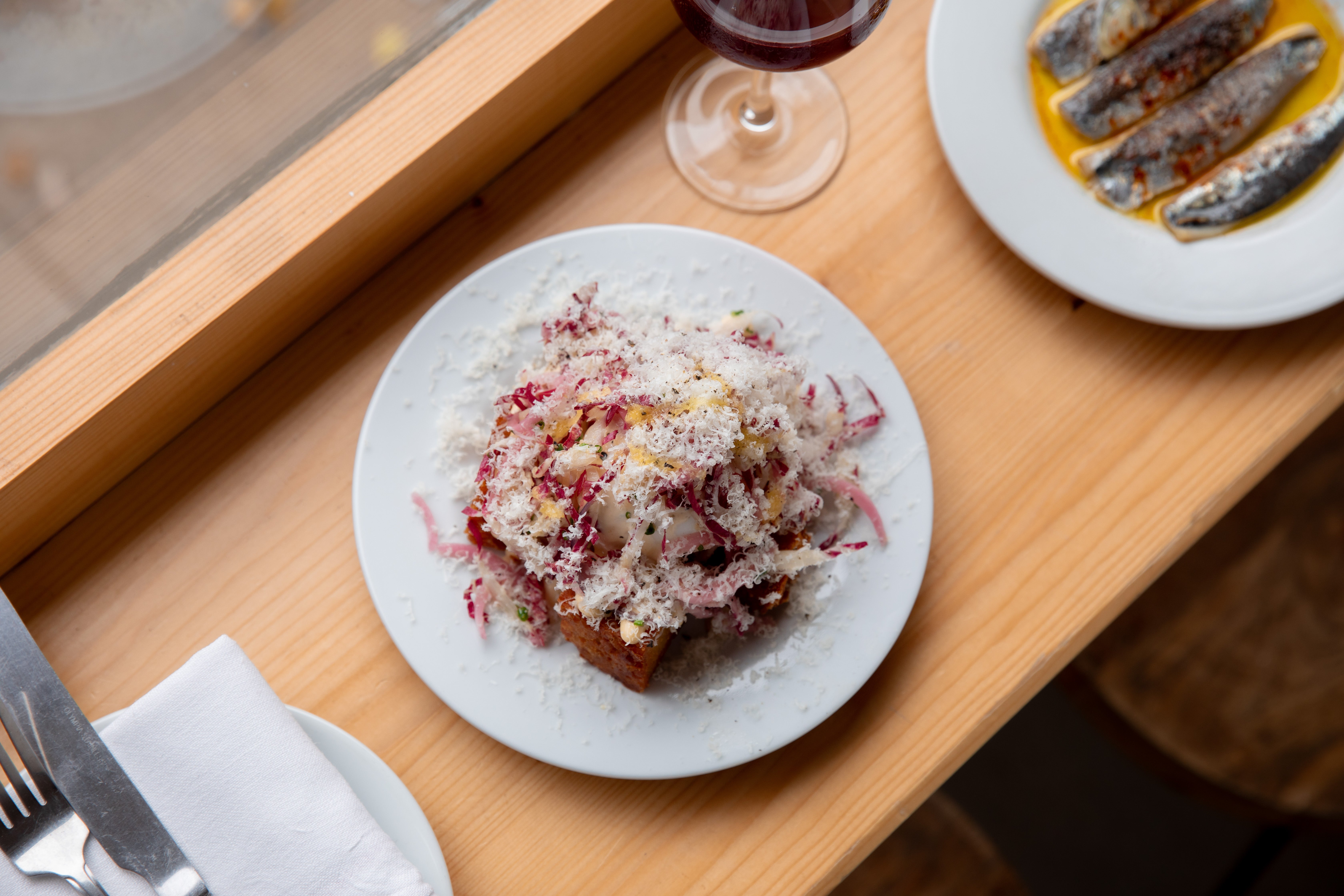 Crisp, creamy, bitter, bright – the ultimate balancing act in one bite