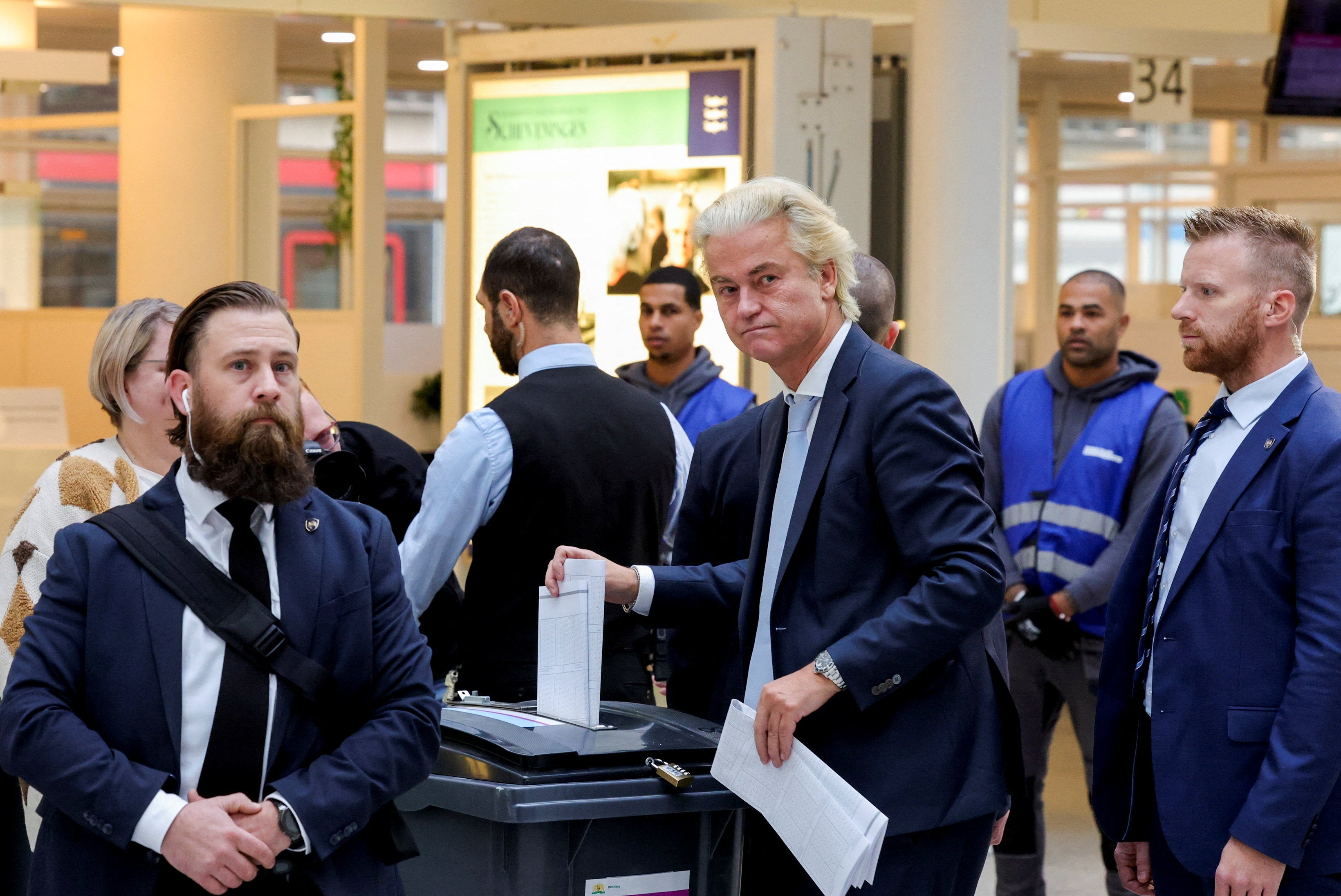 Party for Freedom leader Geert Wilders casts his vote